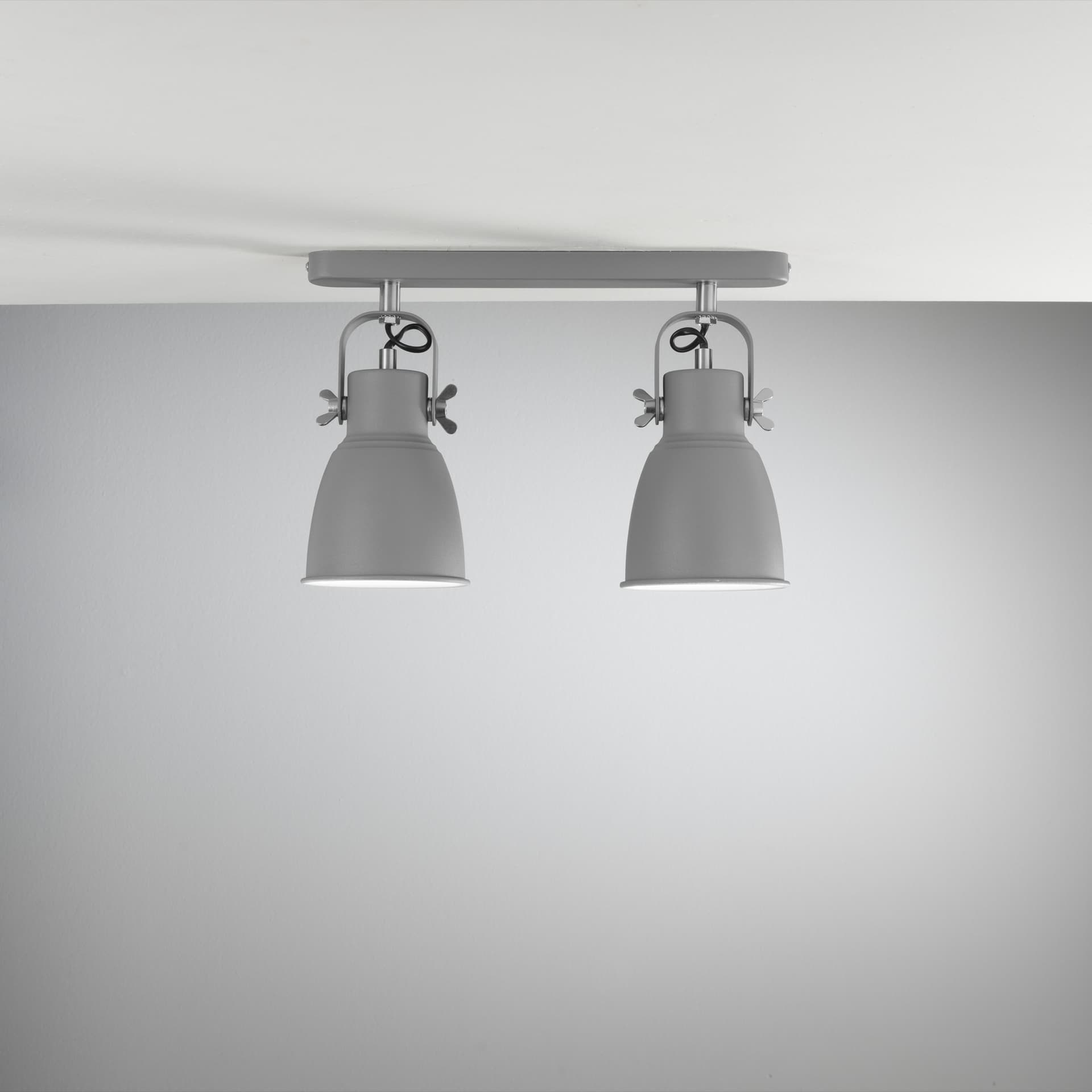 Applique Moderna da Soffitto Grigia e Nickel 2XE27 - 2