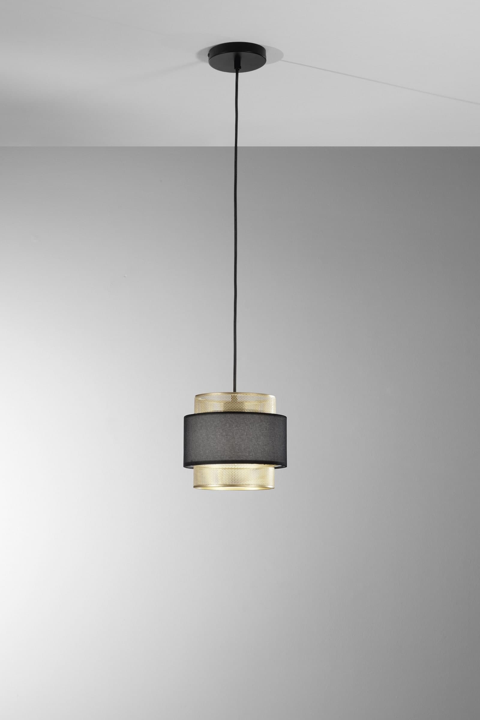 SOSPENSIONE LOUNGE SINGOLO PENDENTE ORO E NERO IN METALLO 1XE27 D21X200CM - 2