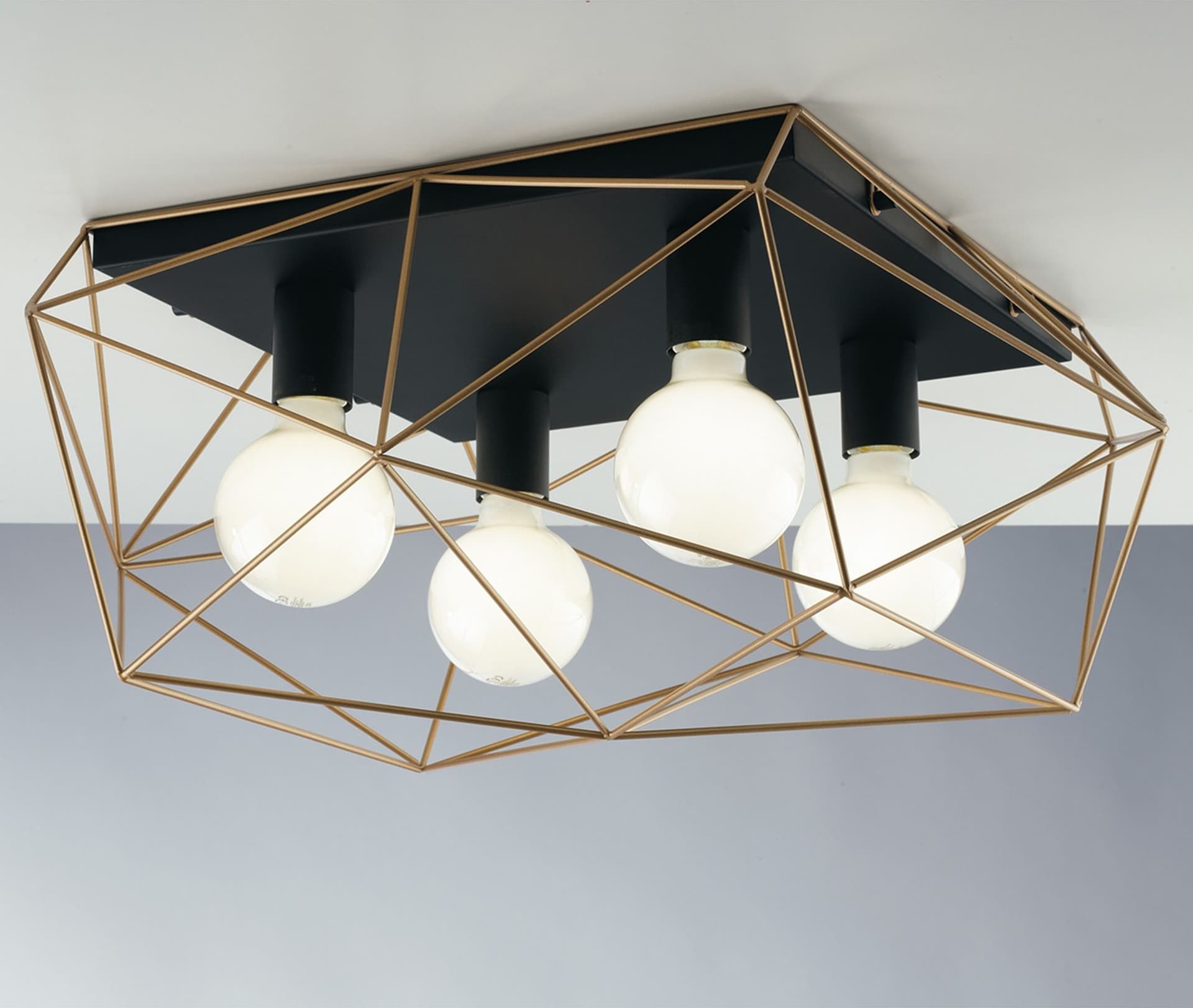 PLAFONIERA ABRAXAS NERA/ORO 4XE27 41,7X40X26,5CM - 2