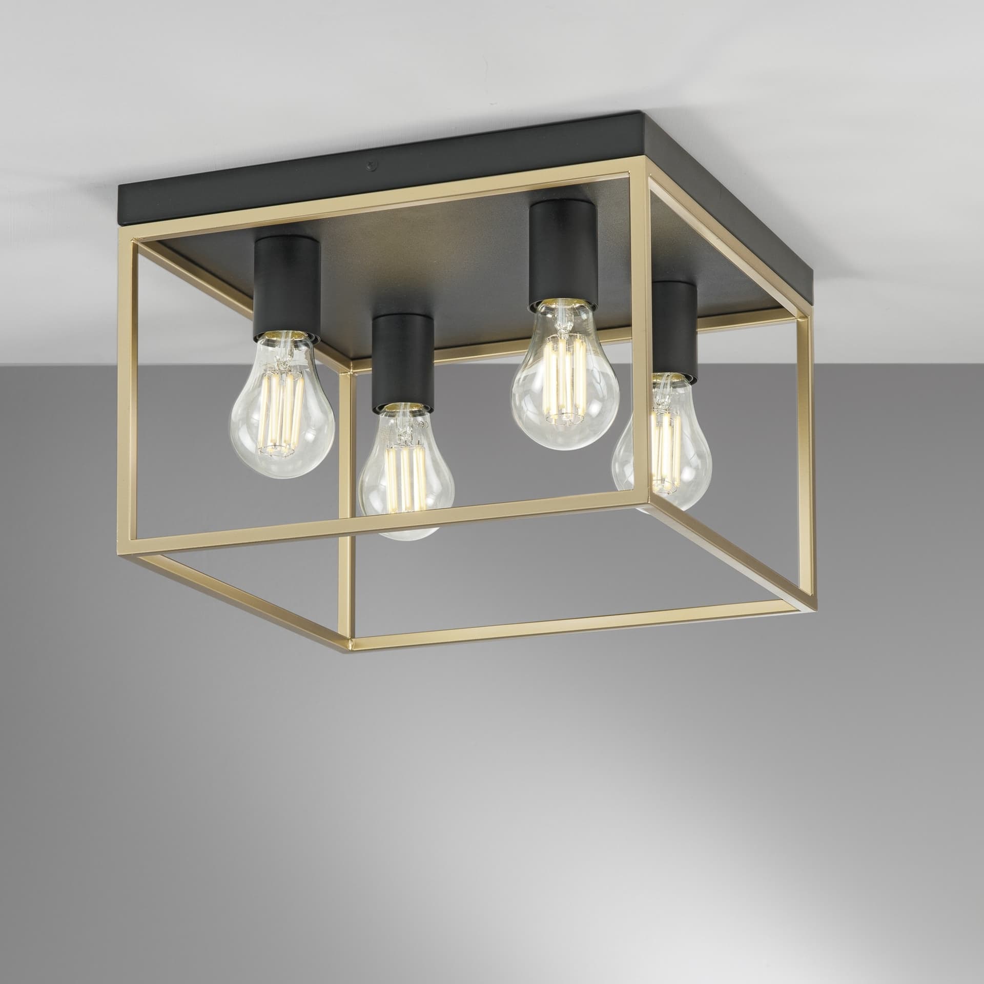 PLAFONIERA KIMERA NERA/ORO 4XE27 35X35X40CM - 2