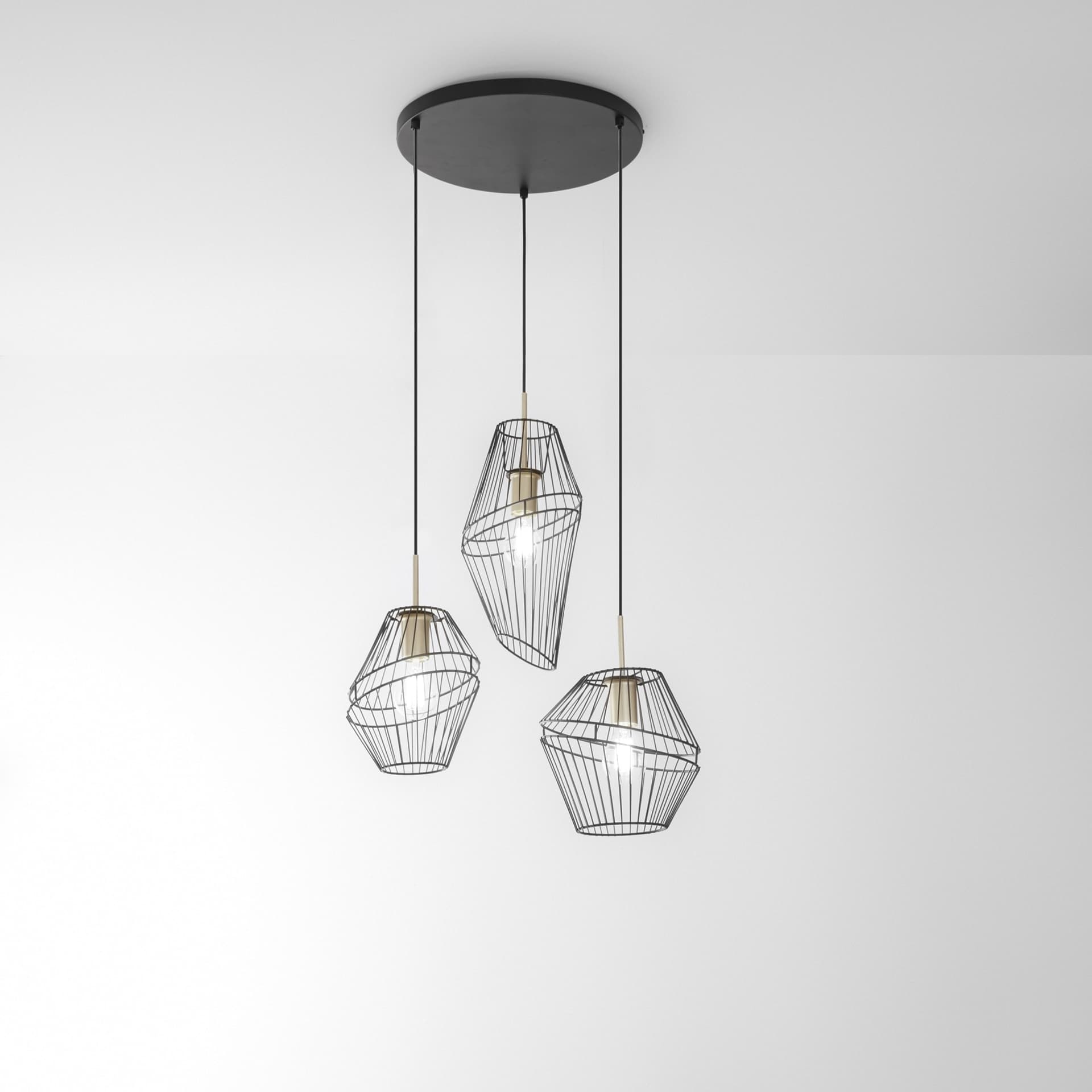 SOSPENSIONE KIKO NERA/ORO 3XE27 42X40X150CM - 2