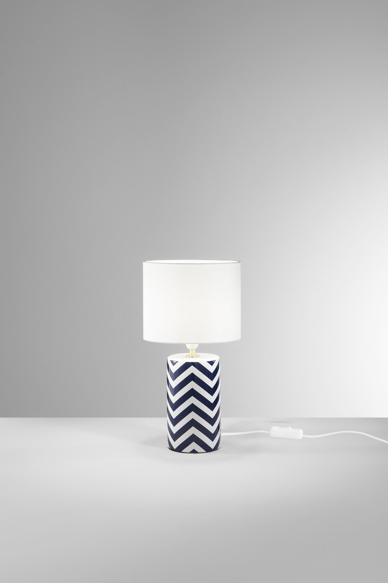 LUME ZENO BIANCO E BLU IN CERAMICA 1XE14 STRUTTURA D20X37.5CM PARALUME D20X18CM - 2