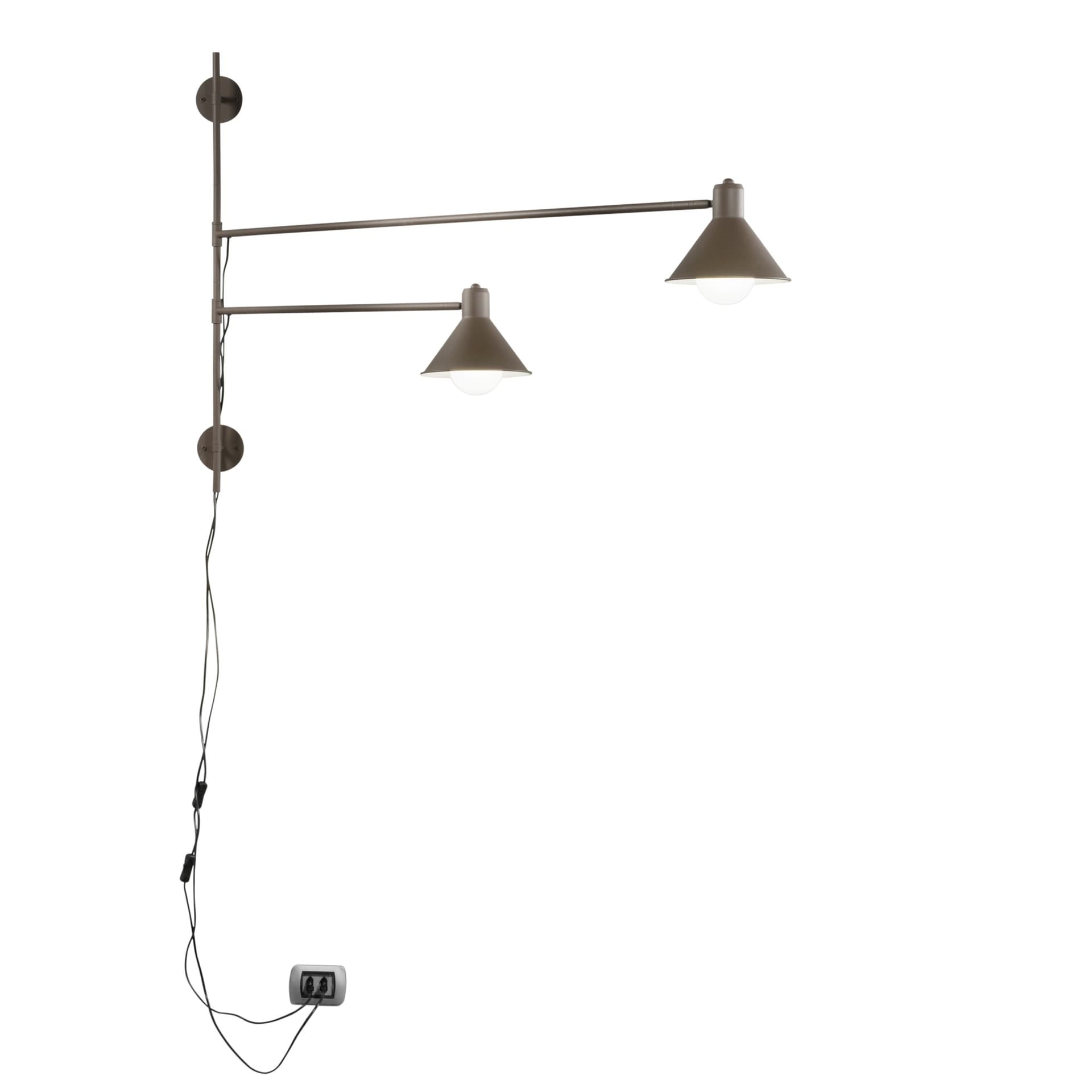 Applique Regolabile a 2 bracci Bianca Bronzo o Nera Moderna 2XE27 - 8