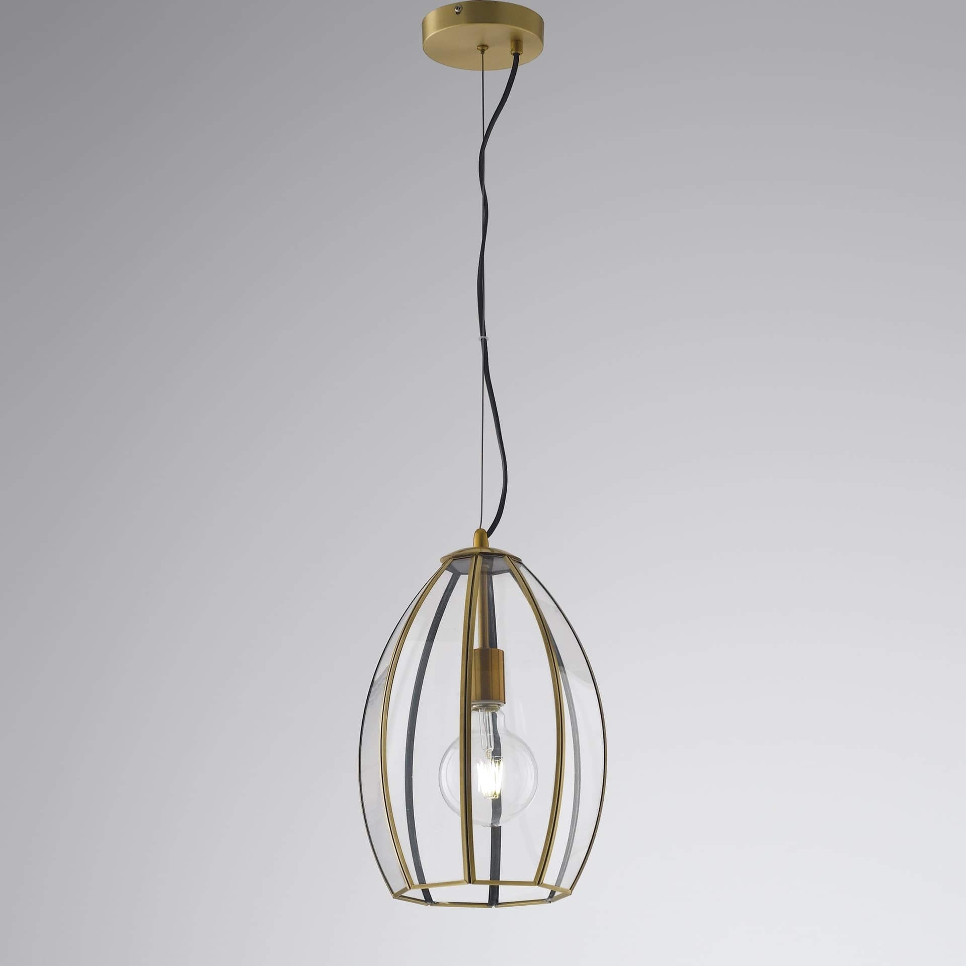 SOSPENSIONE CHESTER RASPARENTE/OTTONE 1XE27 23X23X130CM - 2