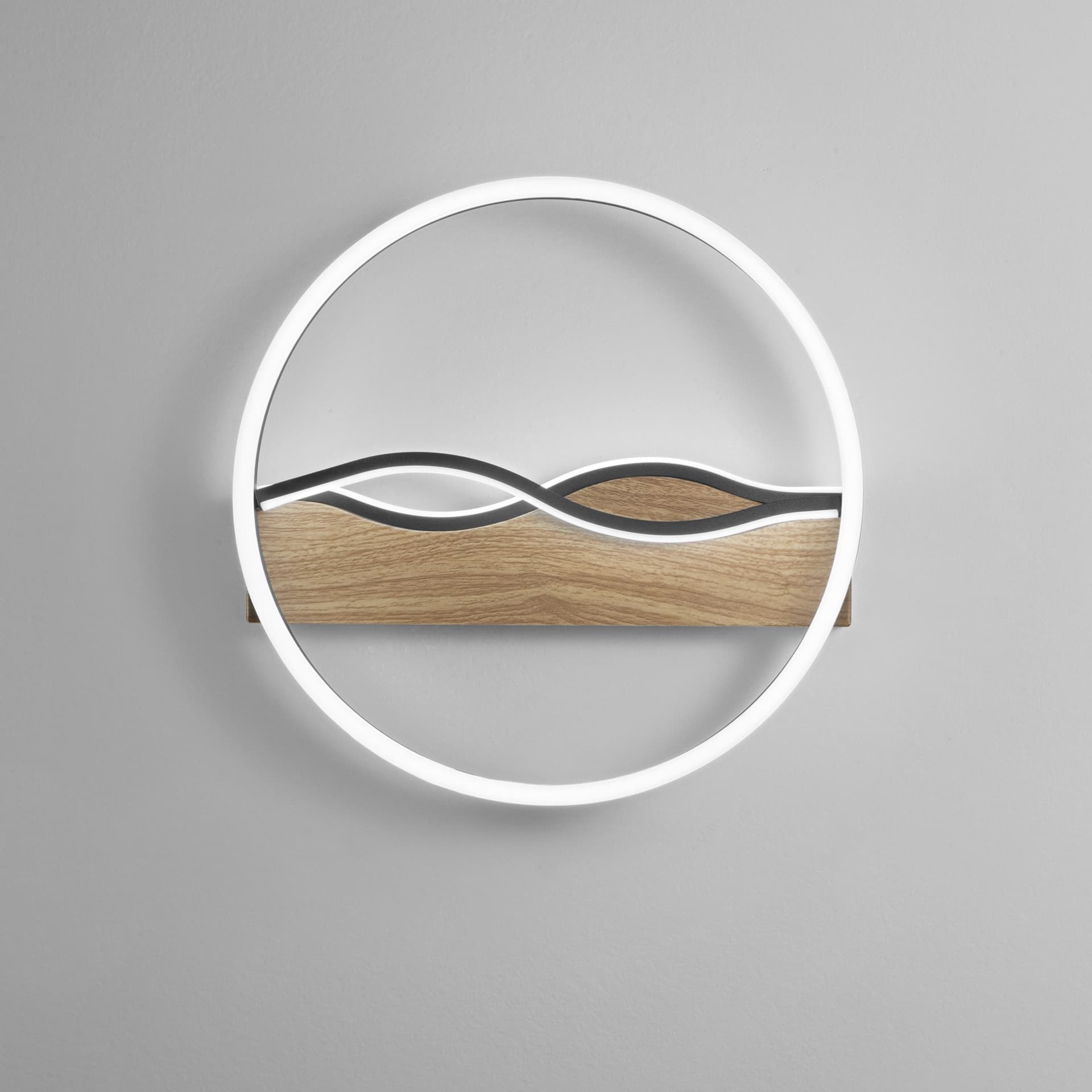 PLAFONIERA LED HAWAII TONDA NERA/LEGNO 36W 4605LM CCT 40X6,8CM - 2