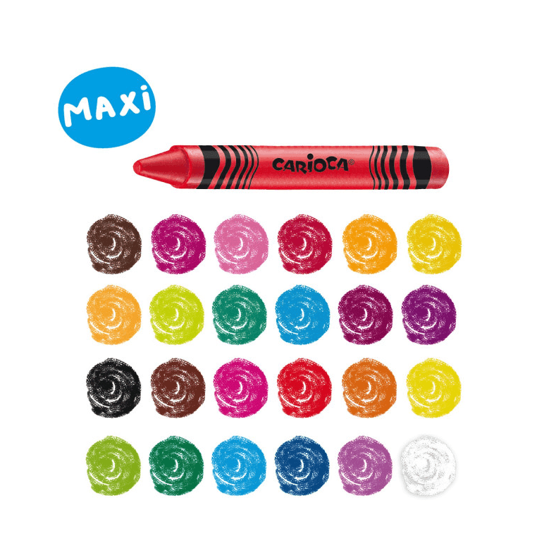 Carioca - Pastelli a Cera Maxi Wax - 24 Pz (42390) - 2