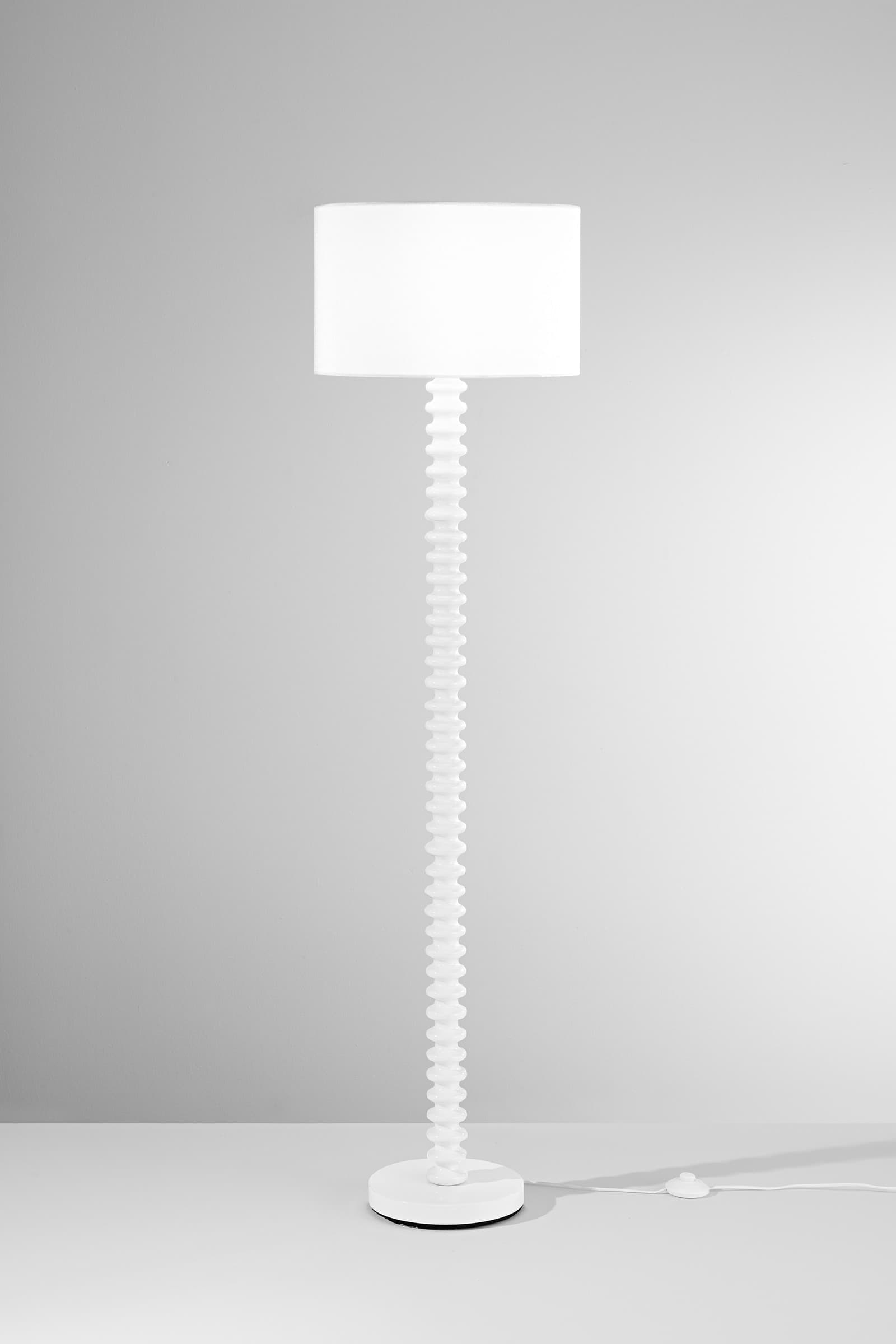 PIANTANA SULTAN BIANCA IN METALLO+VELLUTO 1XE27 15W, LAMP. Dia40XH20CM, STRTTURA 40X40X153CM - 2