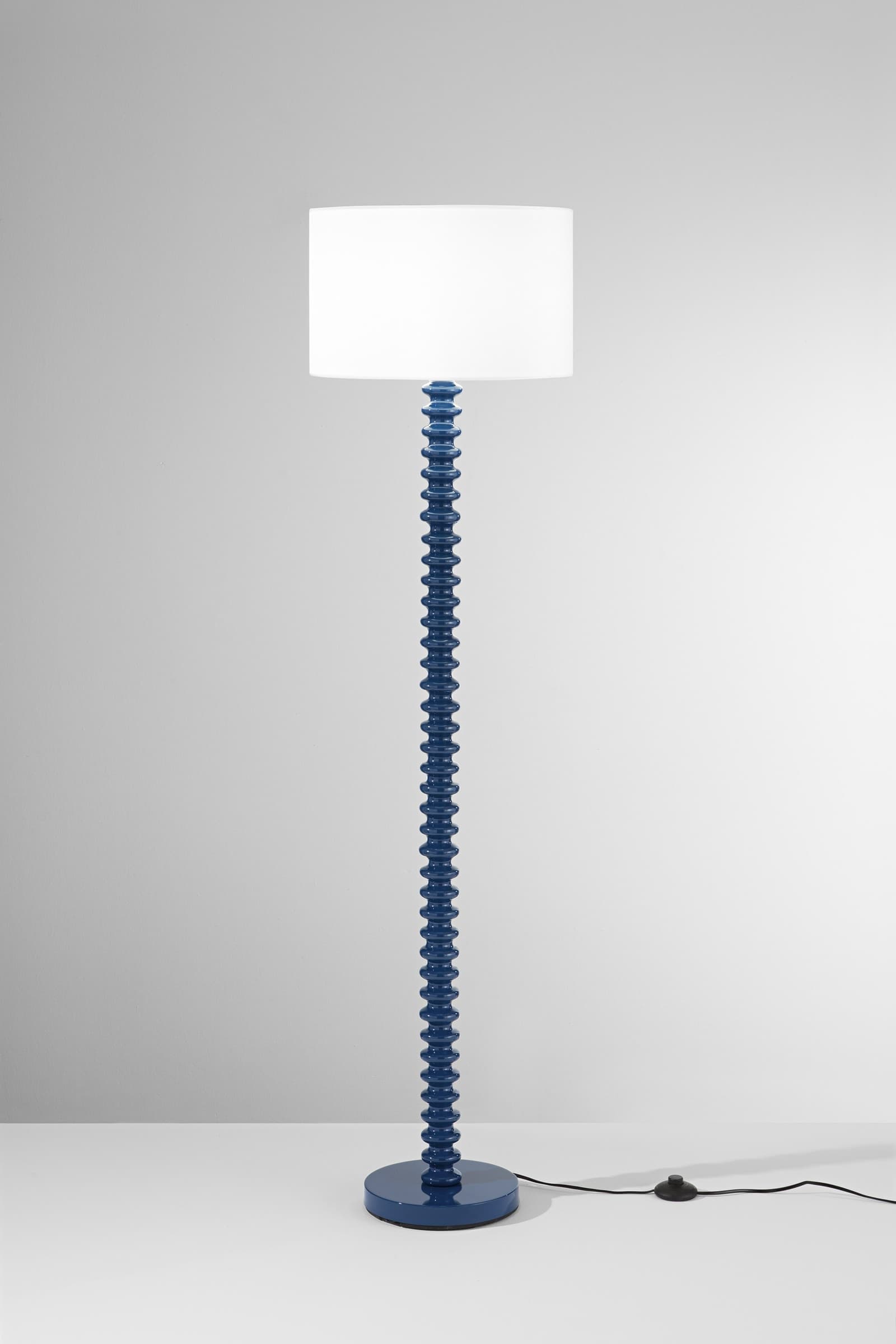 PIANTANA SULTAN BLU IN METALLO+VELLUTO 1XE27 15W, LAMP. Dia40XH20CM, STRTTURA 40X40X153CM - 2