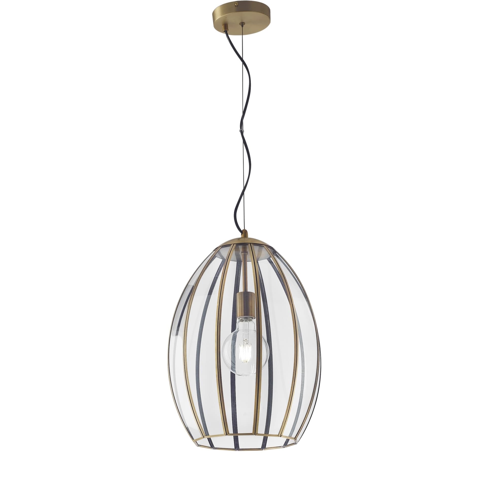 SOSPENSIONE CHESTER RASPARENTE/OTTONE 1XE27 30X30X137CM