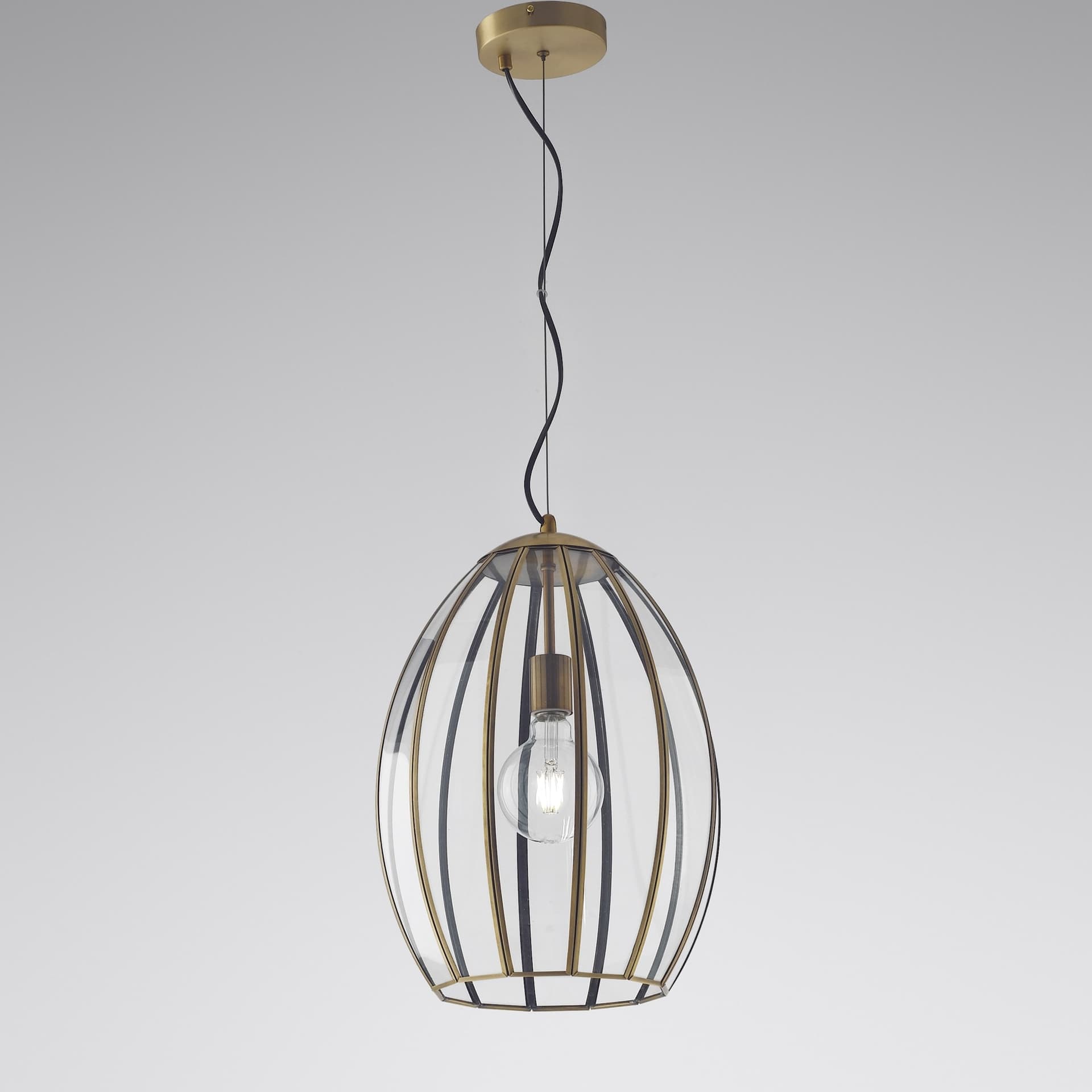 SOSPENSIONE CHESTER RASPARENTE/OTTONE 1XE27 30X30X137CM - 2
