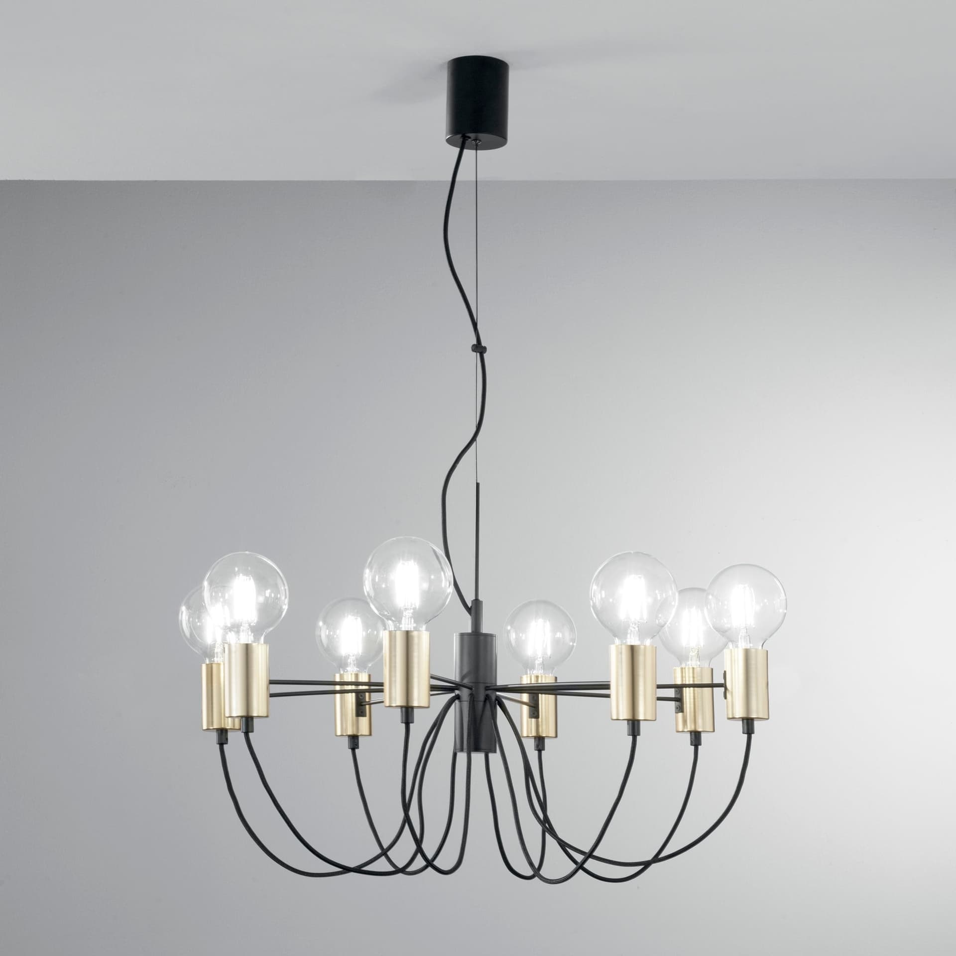 SOSPENSIONE AXON NERA/ORO 8XE27 66X7,5X143CM - 2