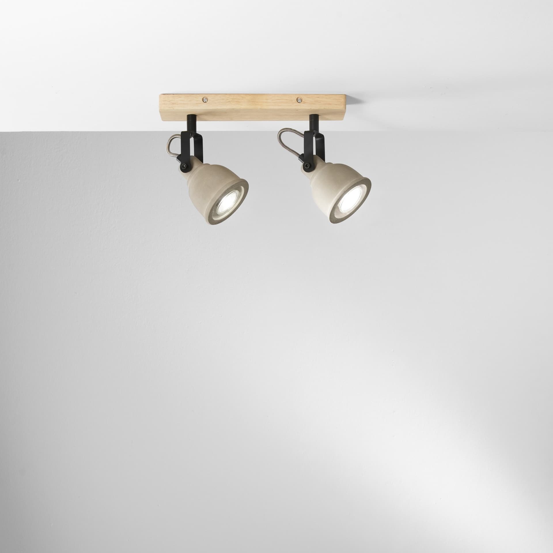 Applique Moderna 2 Luci GU10 Grigio e Legno - 2