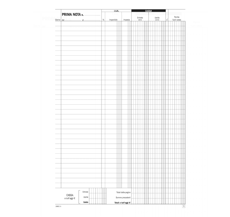 Data Ufficio - Blocco prima nota cassa/IVA - 50/50 copie autoricalcanti - 29,7 x 21,5 cm (DU1680C0000) - 2
