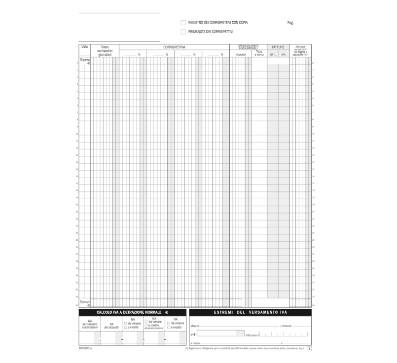 Data Ufficio - Blocco registro corrispettivi - 12/12 copie autoric. - 29,7 x 21,5 cm (DU168512C00) - 2