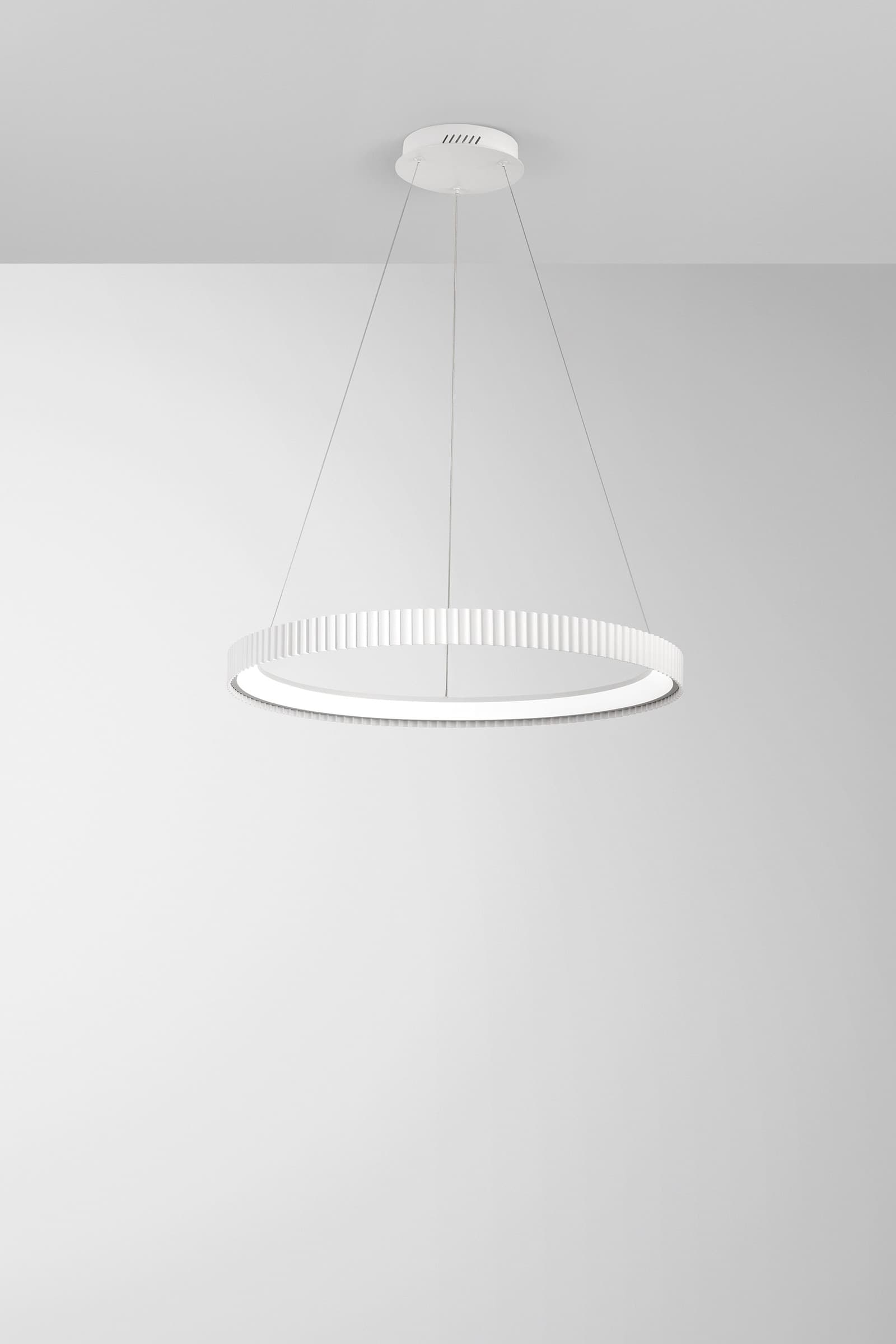 SOSPENSIONE LED NIKE BIANCA IN METALLO 58W 8470LM DIP-CCT 2700K/3200K/4000K D69,5XH150CM - 2