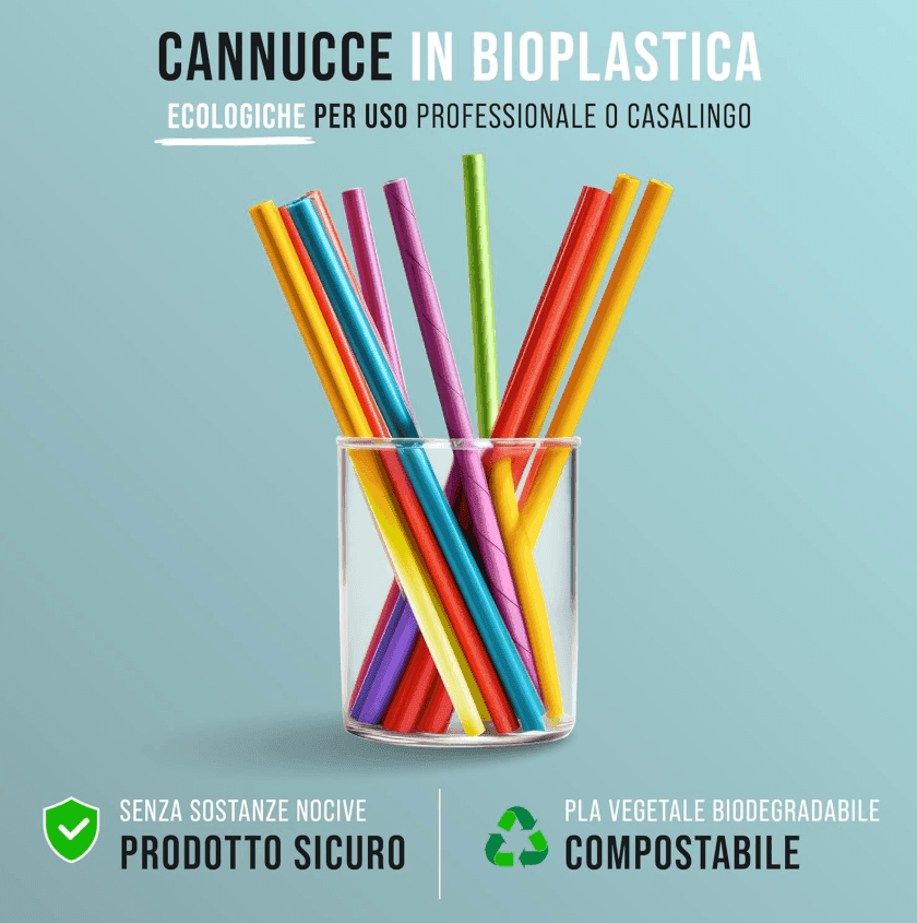 Cartospedia – Cannucce Cocktail Compostabili, Colorate Larghe Ø 8 mm, Lunghe 15 cm - Cannucce per Bubble Tea, Feste, Bar - CPLA - 3