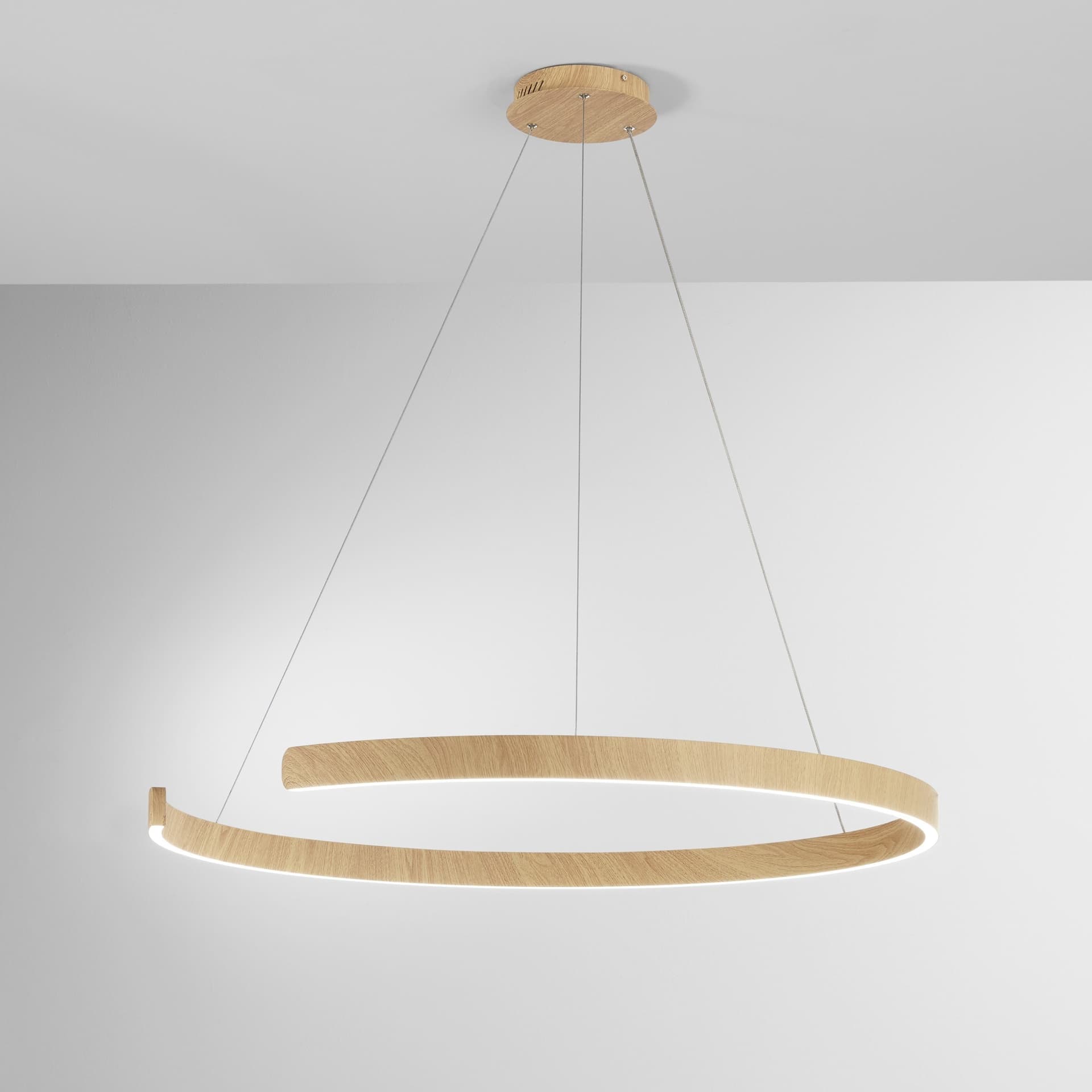 SOSPENSIONE LED NAVEL LEGNO 50W 6600LM CCT 100X100X150CM - 2