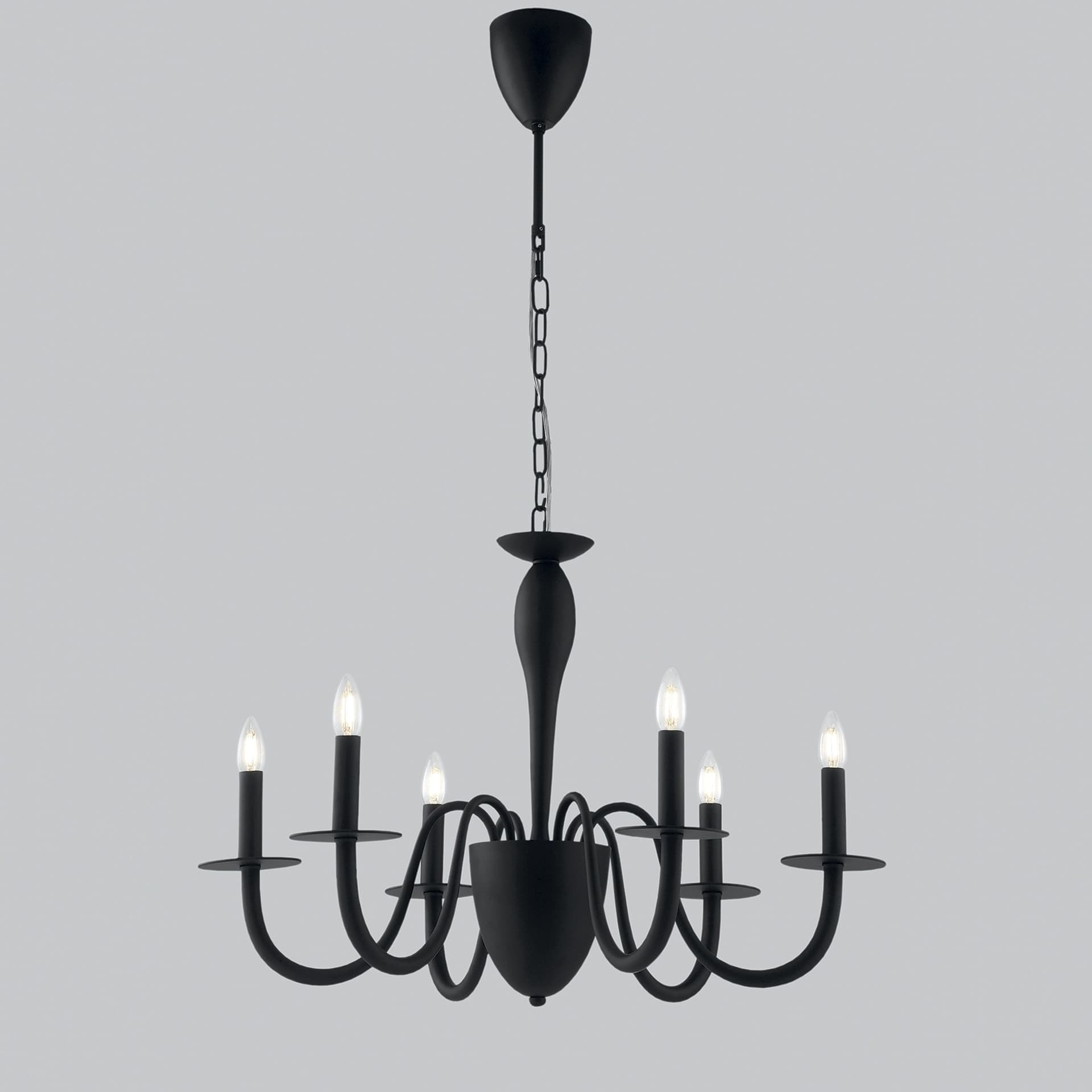 LAMPADARIO ARMSTRONG NERO 6XE14 78X150CM - 2