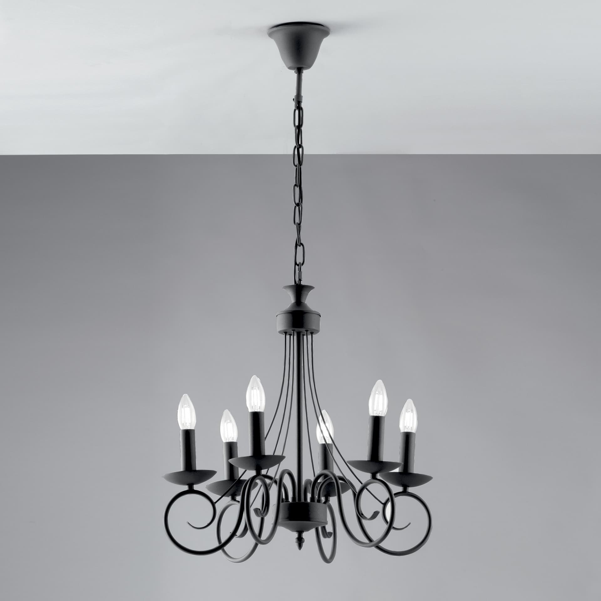 LAMPADARIO BEATRICE ANTRACITE 6XE14 50X120CM - 2