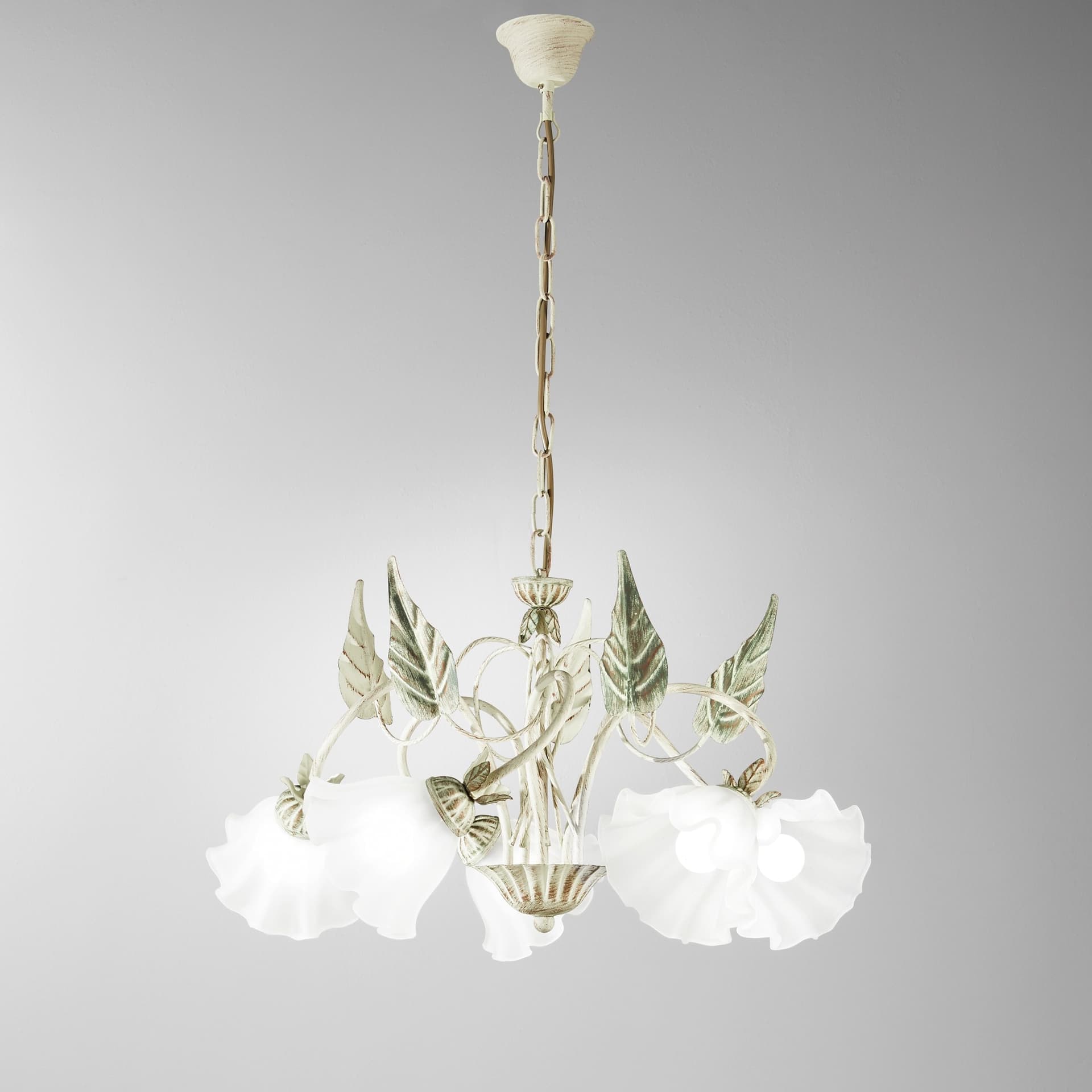 LAMPADARIO ISOTTA AVORIO 5XE14 62X100CM - 2
