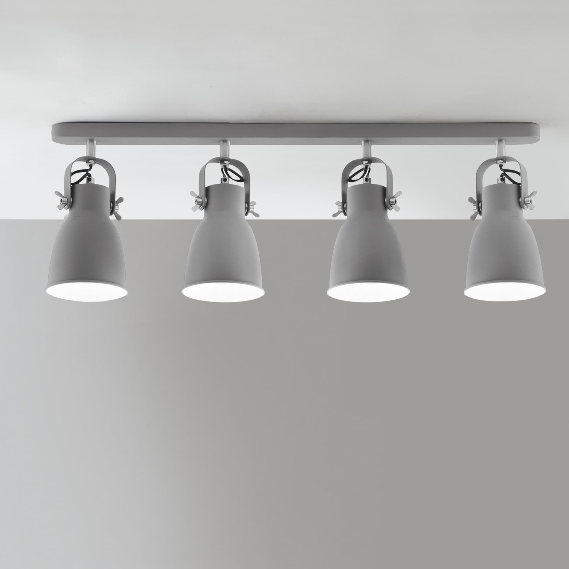 Applique Moderna Spot quadrupli 4XE27 Grigio e Nichel - 2