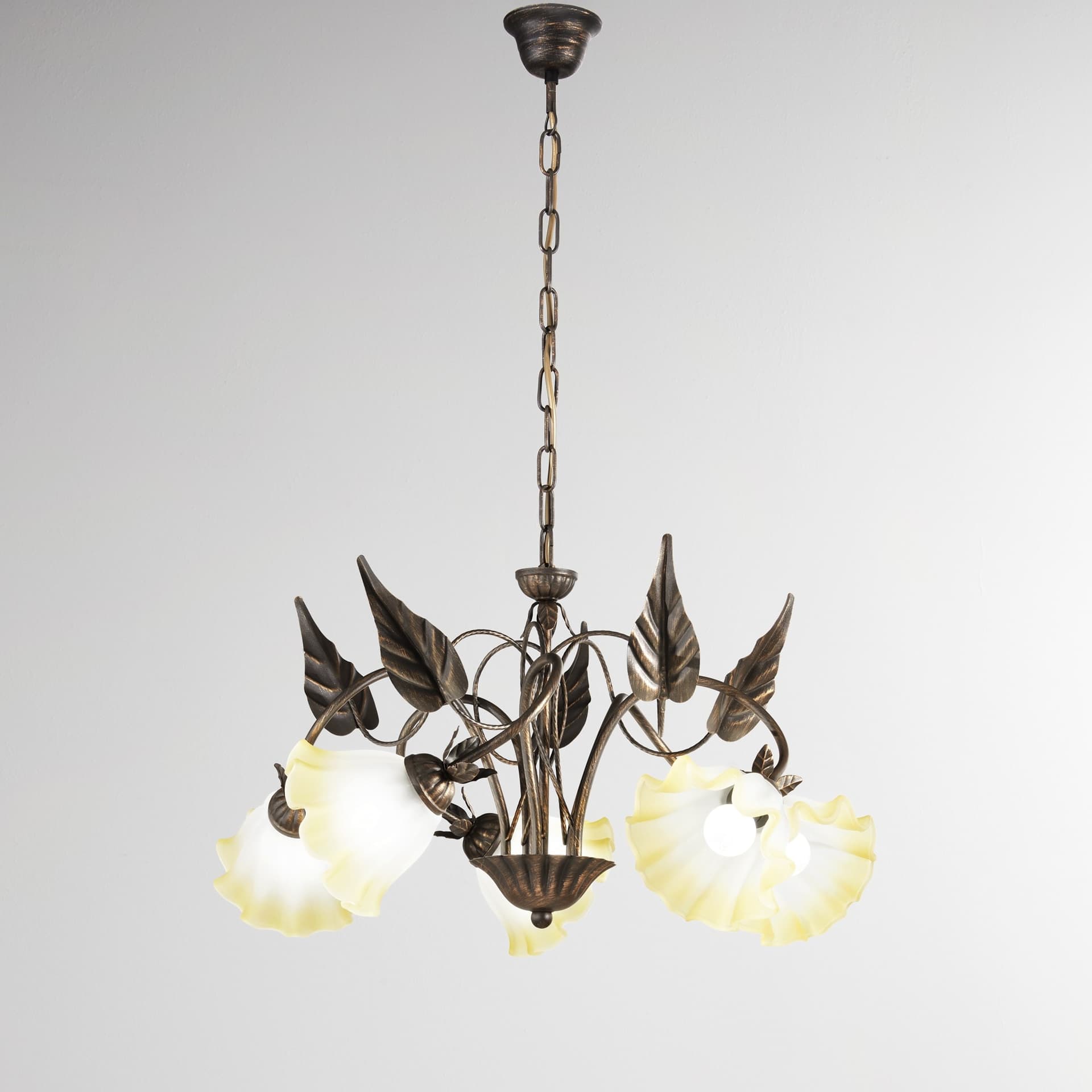 LAMPADARIO TRISTANO MARRONE 5XE14 62X100CM - 2