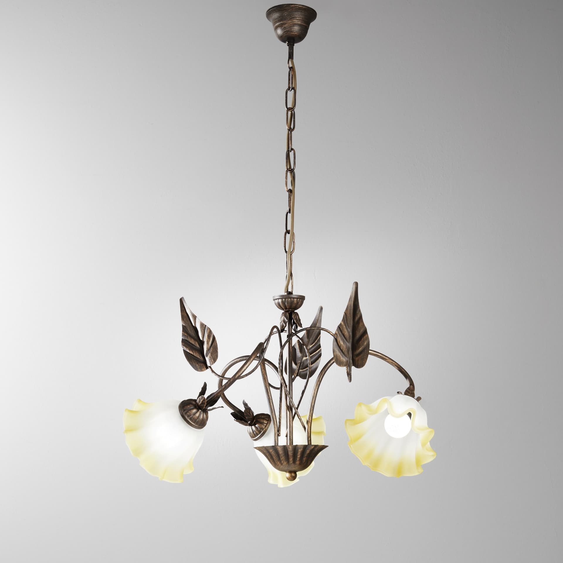LAMPADARIO TRISTANO MARRONE 3XE14 60X80CM - 2