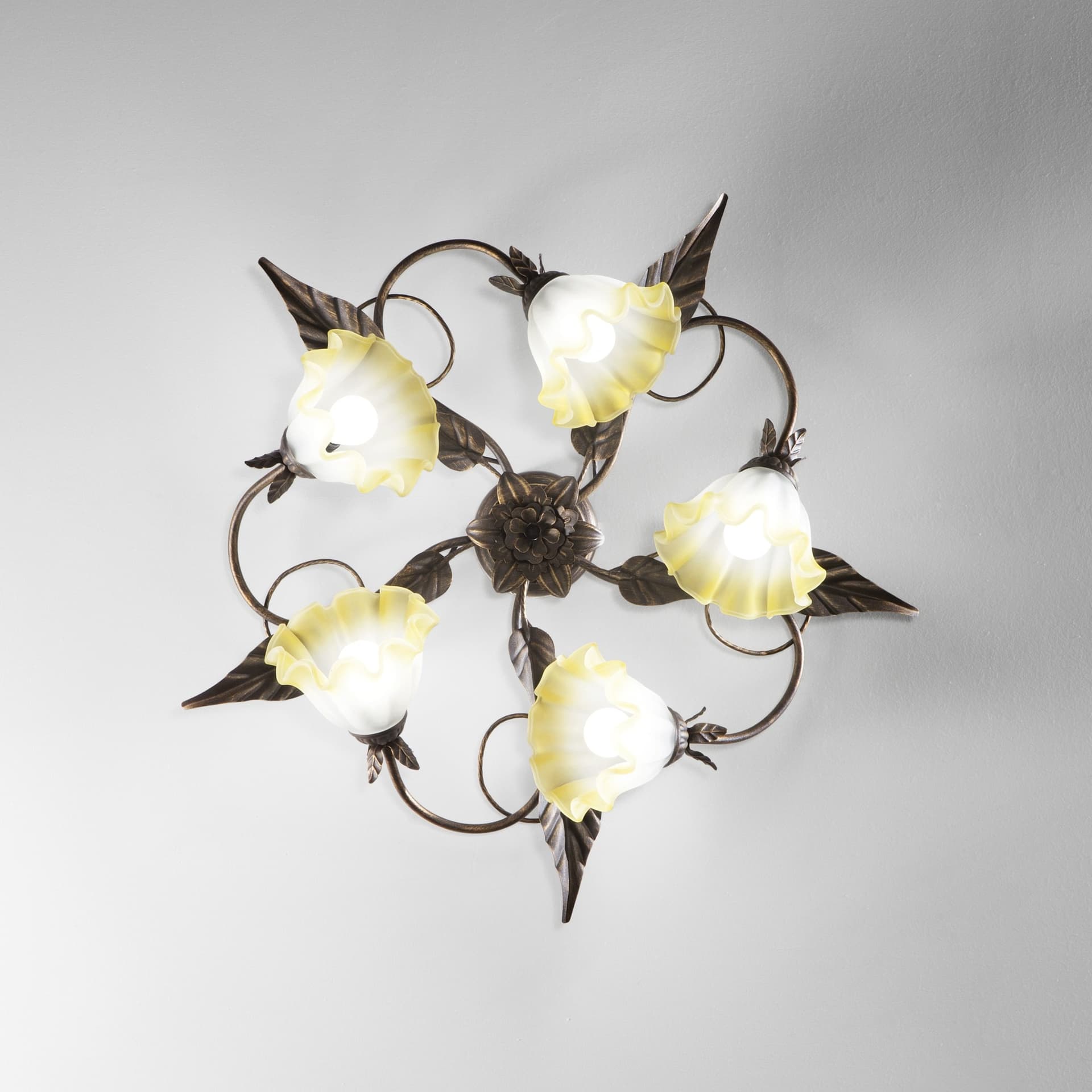 PLAFONIERA TRISTANO MARRONE 5XE14 68X20CM - 2