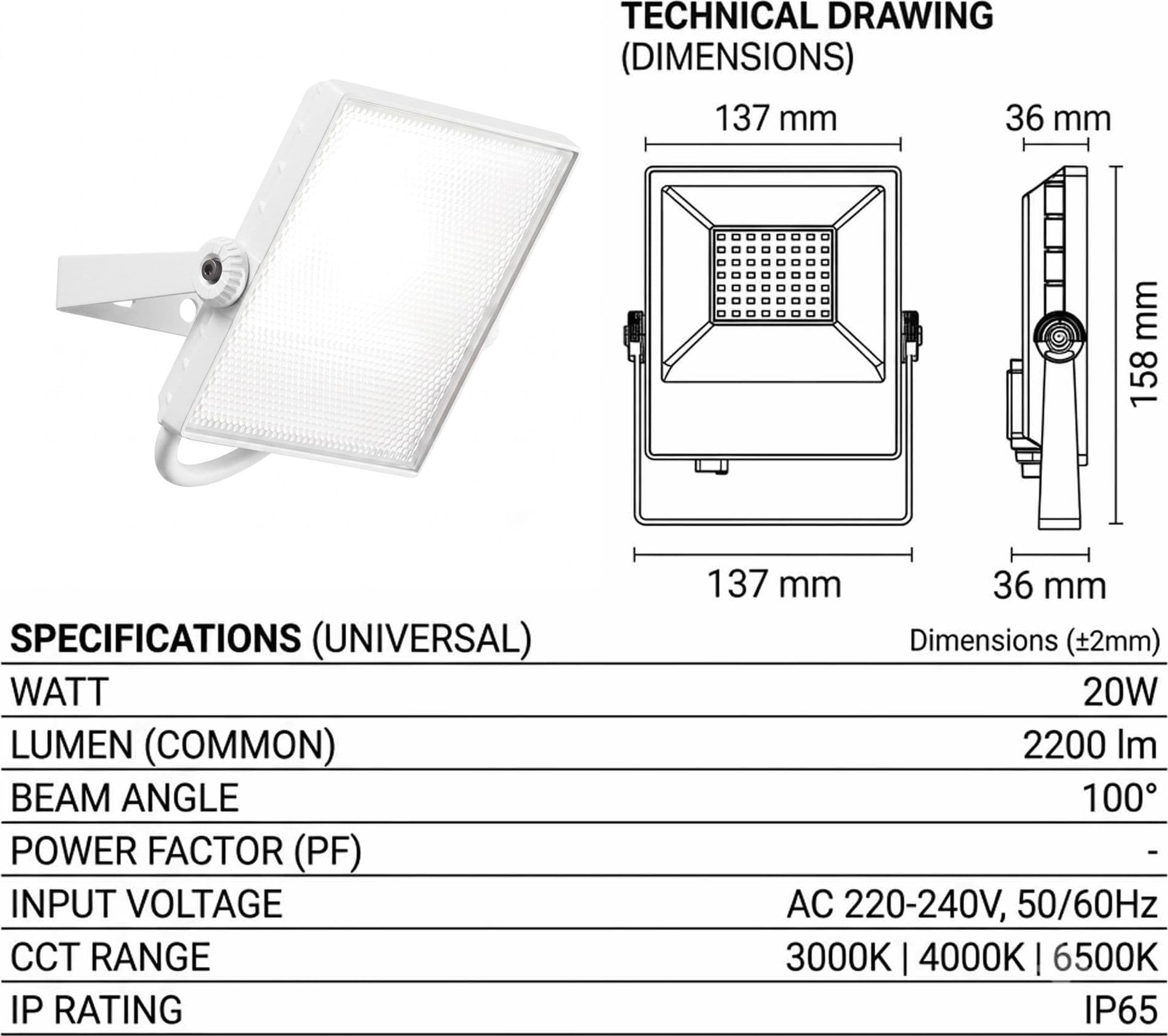 Proiettore Da esterno LED 20W Bianco o Argento IP65 - 5