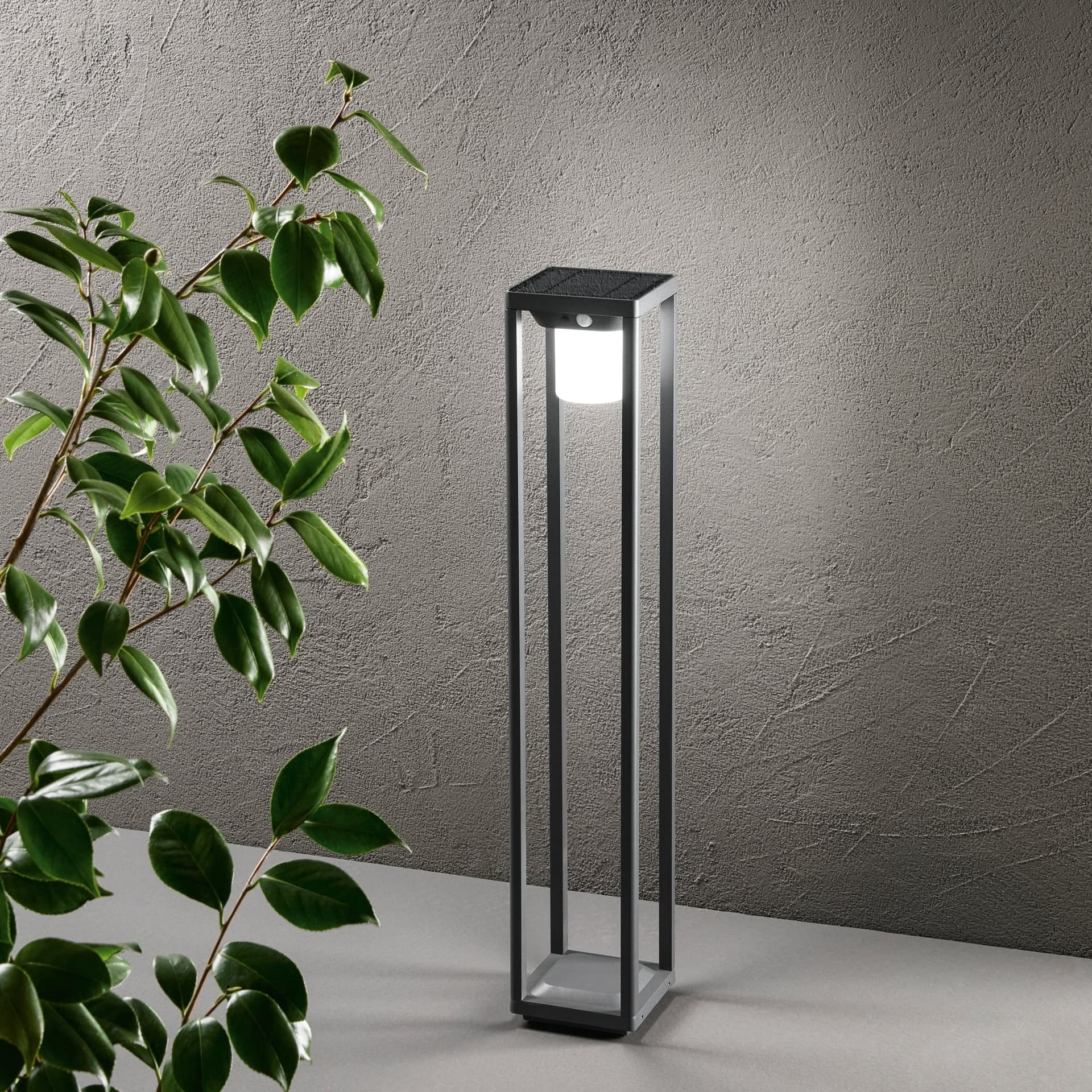 PALO LED KYOTO ANTRACITE 2,5W 300LM 4000K CON PANNELLO SOLARE E SENSORE IP44 14,5X14,5X80CM - 2