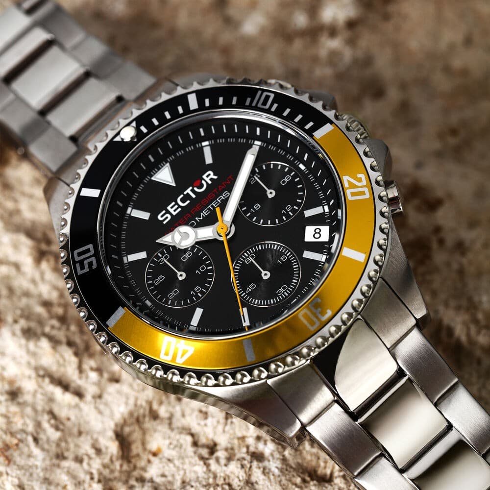 Sector 230 – Orologio Uomo Acciaio Nero/Giallo Cronografo (R3273661012) - 5