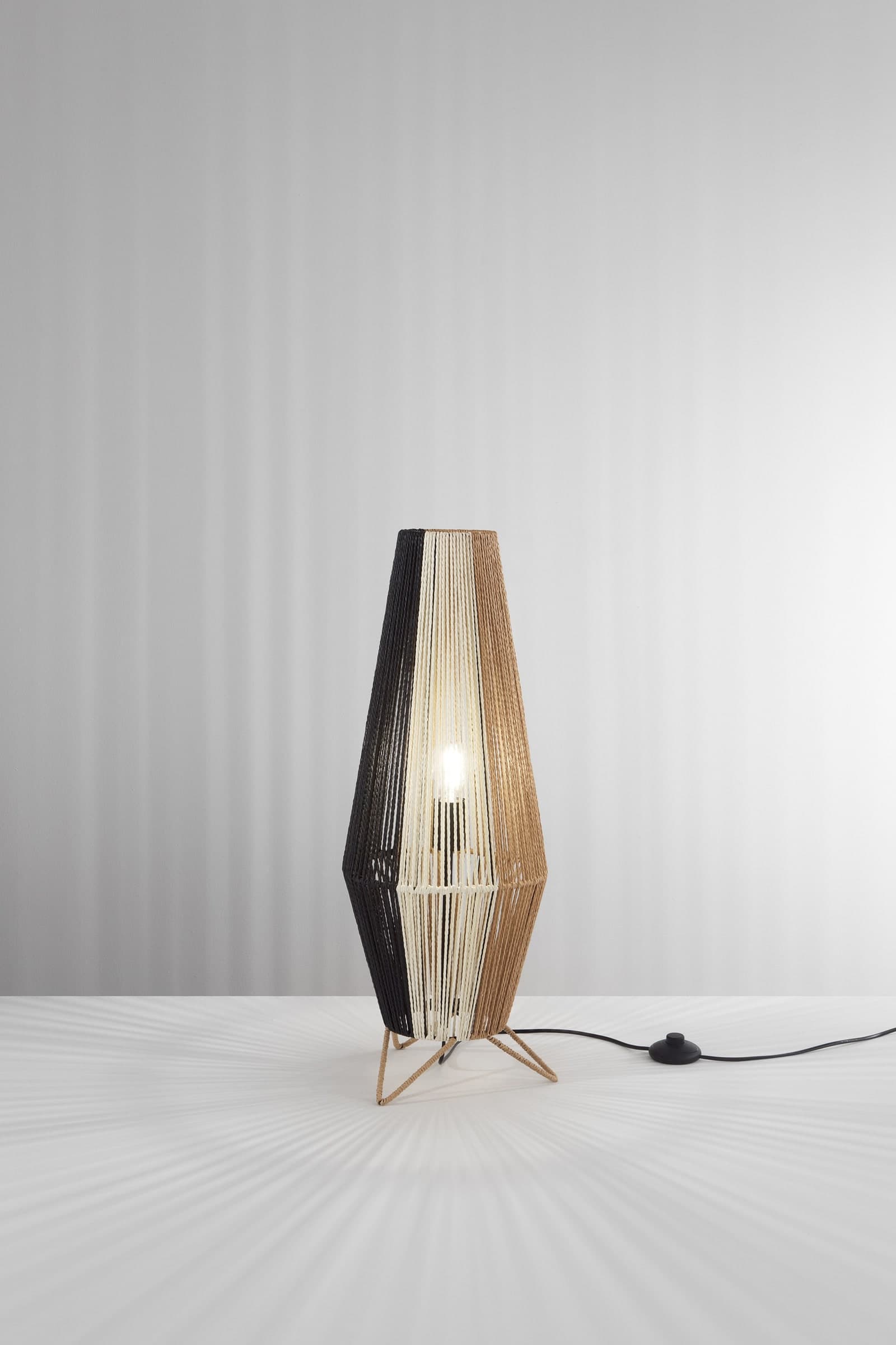 LUME COCONUT NERO+BIANCO+MARRONE IN METALLO 1XE27 40W LAMP SIZE D25xH60CM STRUTTURA D25XH70CM - 2