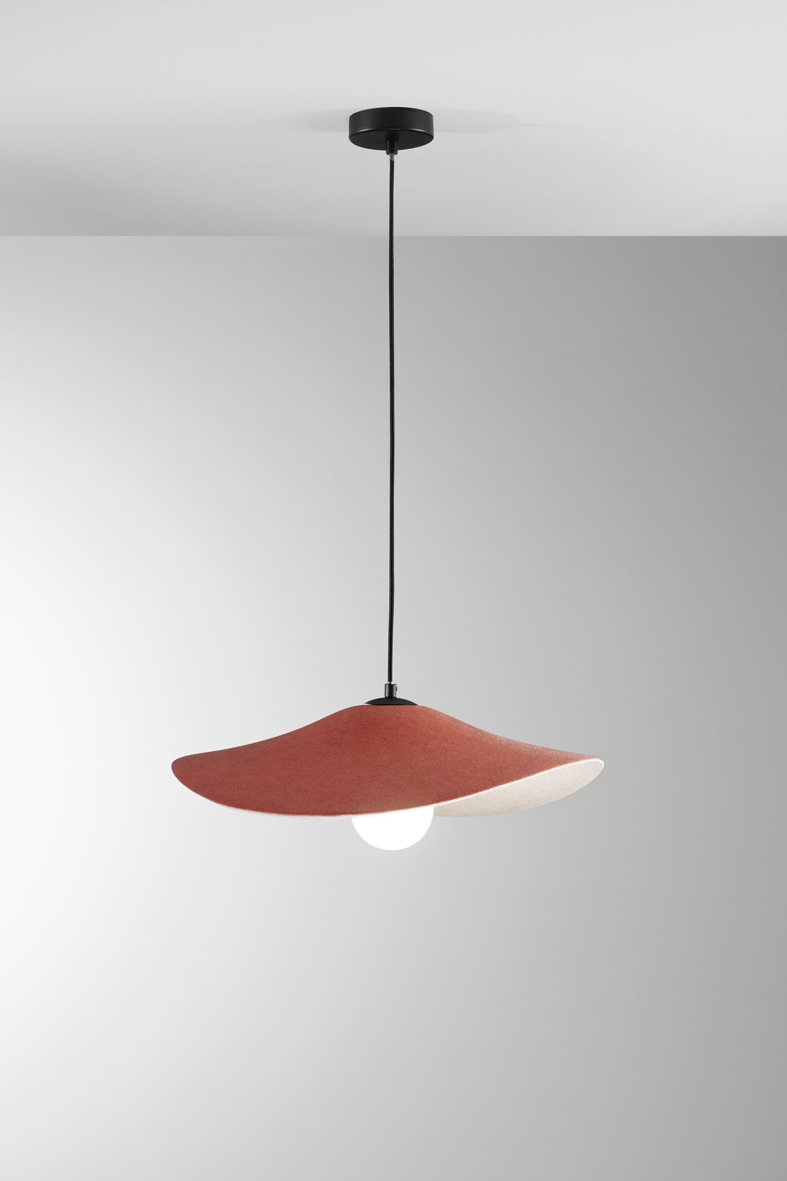 SOSPENSIONE LENGLEN IN FELTRO ARANCIONE CAVO 2M PARALUME 50CM 1XE27 - 2