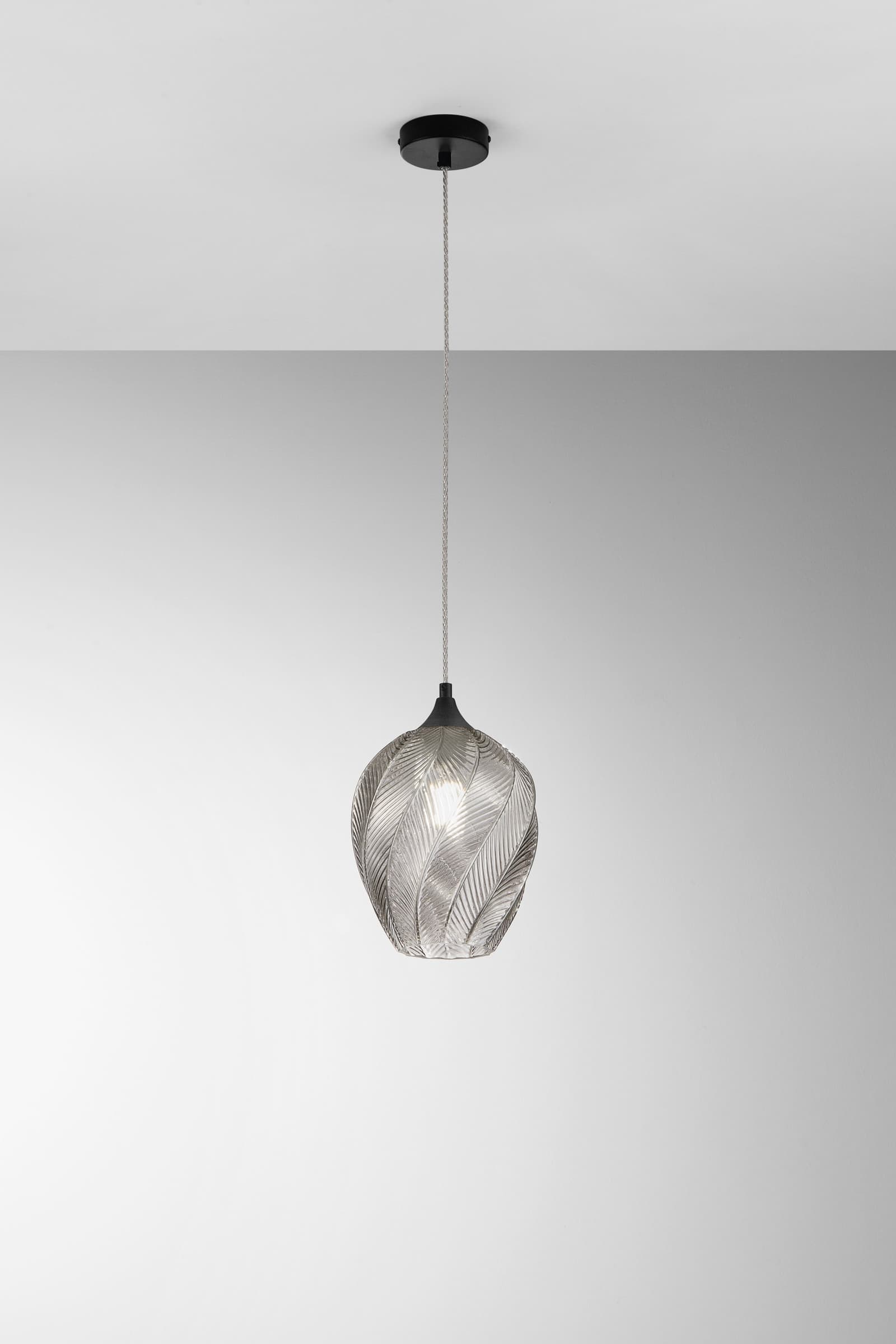 SOSPENSIONE MAJESTY GRIGIA IN VETRO 1XE27 20X120CM - 2