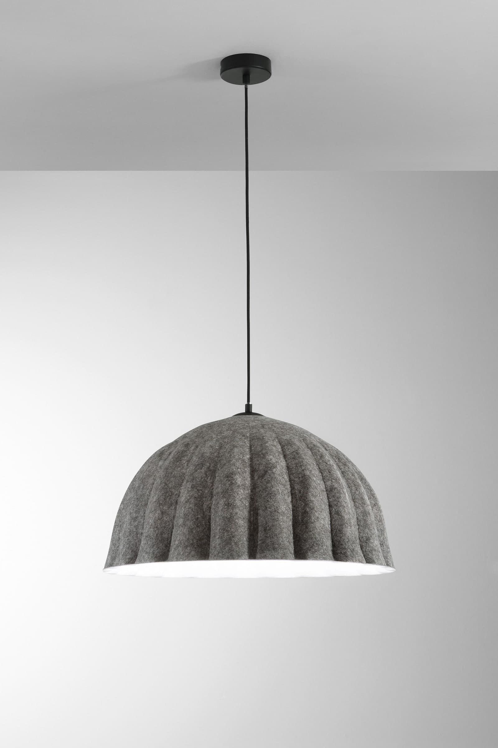 SOSPENSIONE MIDI IN FELTRO GRIGIO/BIANCO CAVO 2M PARALUME 53CM 1XE27 - 2