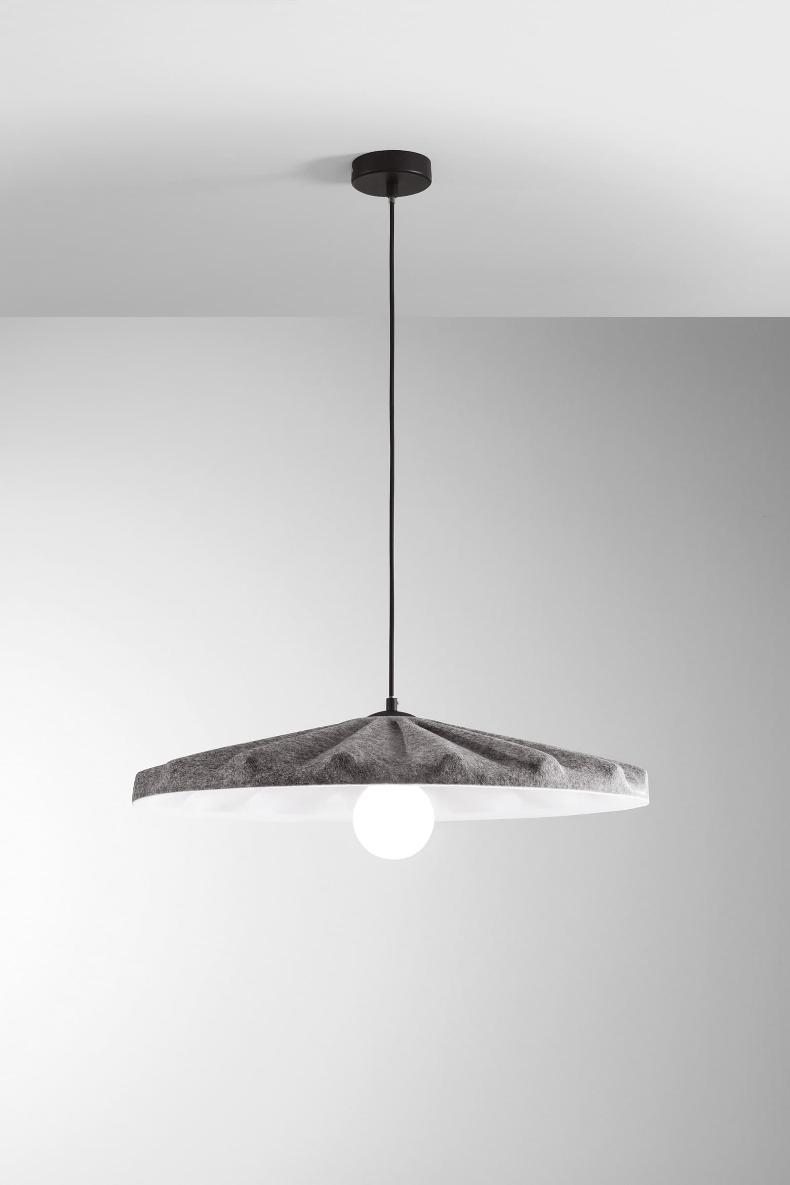 SOSPENSIONE WIMBLEDON IN FELTRO GRIGIO CAVO 2M PARALUME 69CM 1XE27 - 2