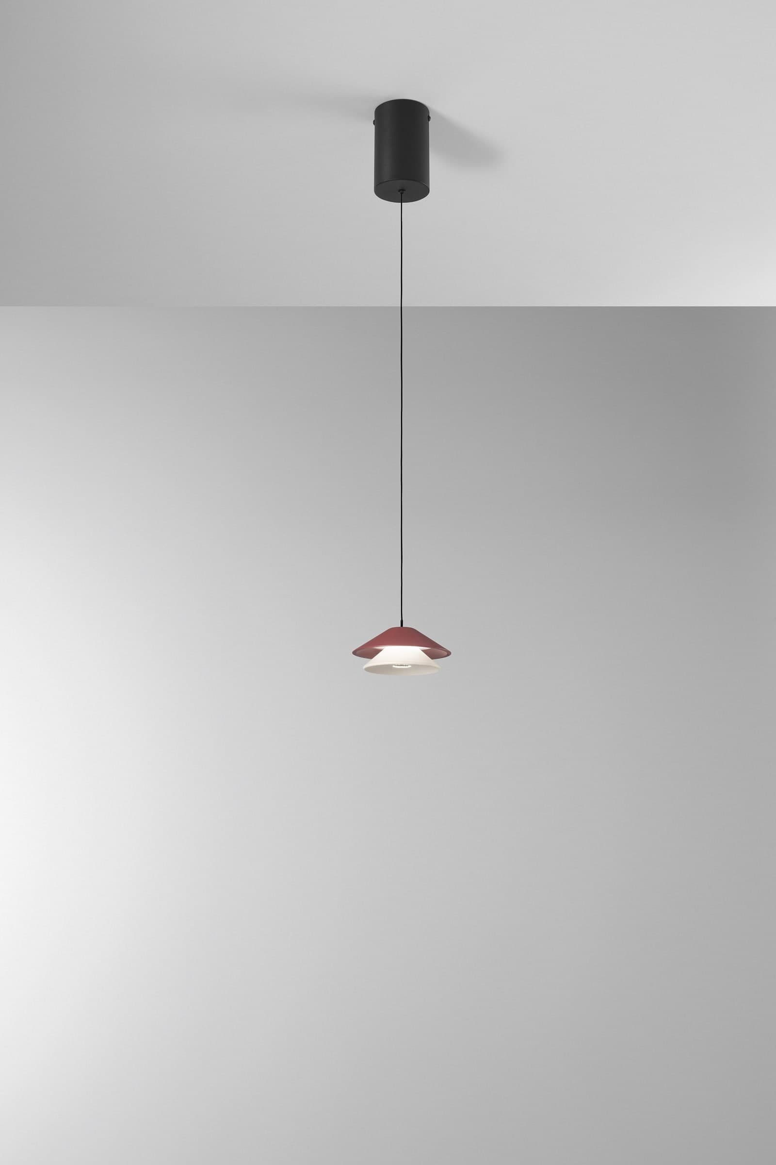 SOSPENSIONE LED ATREO ROSSO+BEIGE IN METALLO E ALLUMINIO 5W 3000K D13X200CM - 2