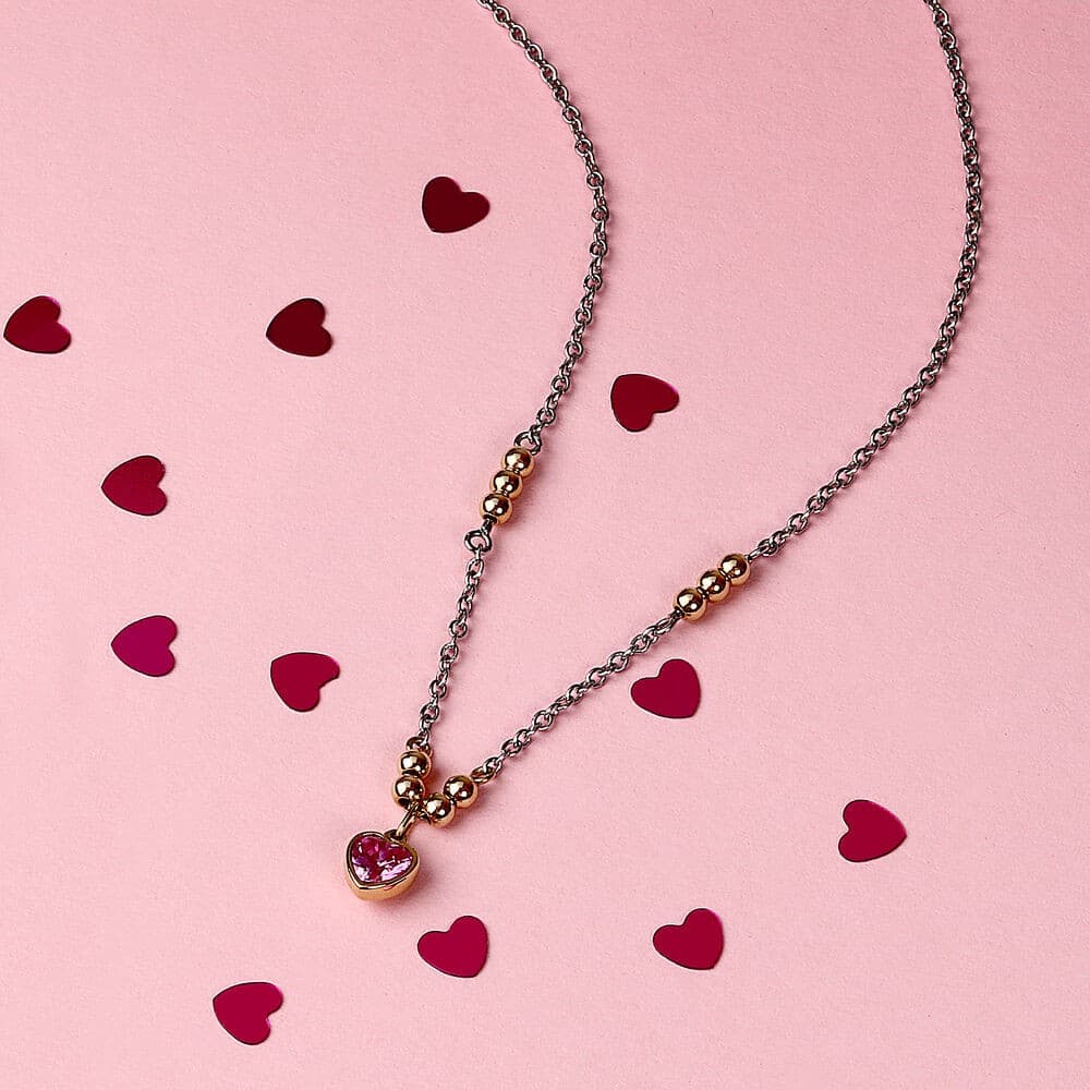 Collana Emily in Paris – Cuore Rosa Acciaio e Oro (SAIX33) - 4