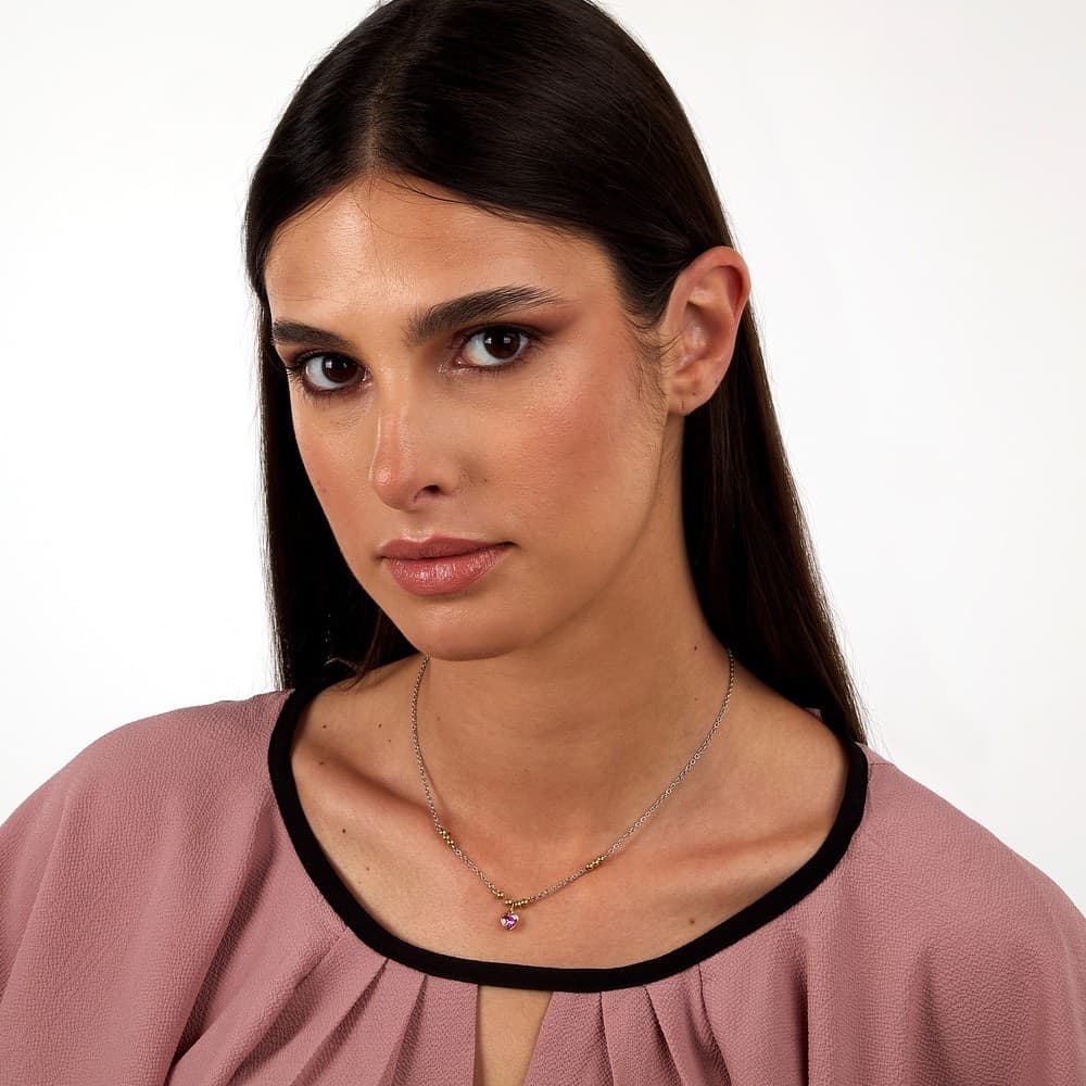 Collana Emily in Paris – Cuore Rosa Acciaio e Oro (SAIX33) - 5