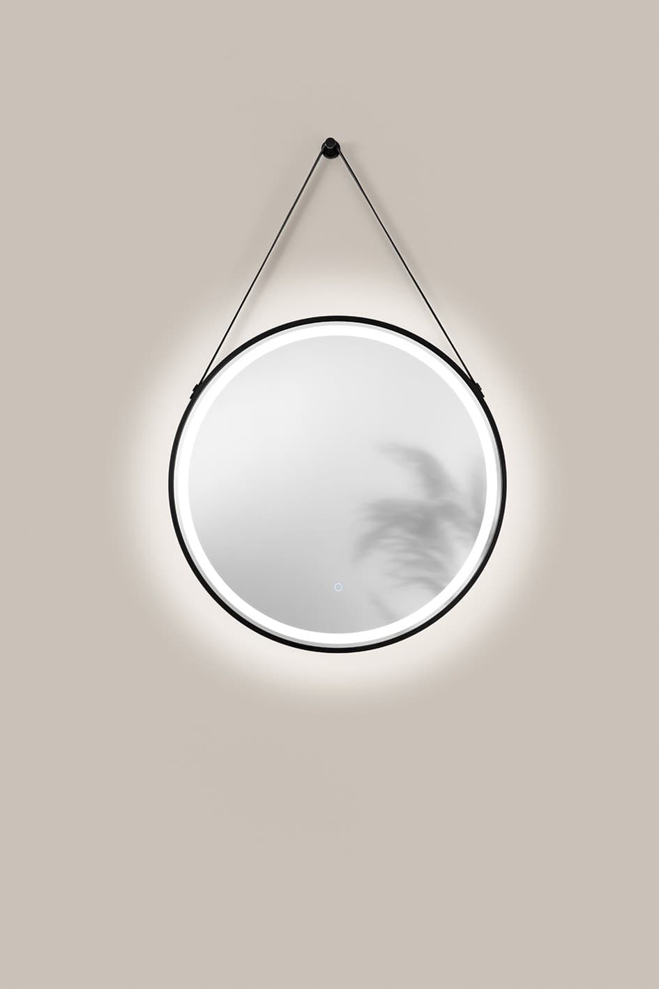 Specchio Bagno 70CM LED Fascia in Pelle Nera CCT Touch - 2