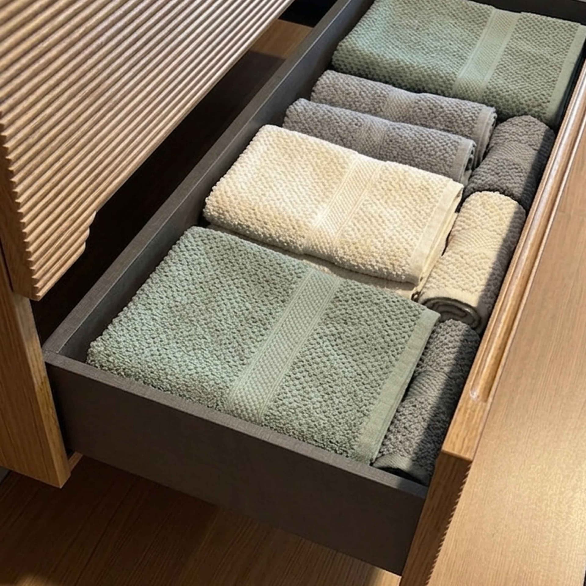 Mobile cannettato con lavandino ceramico Specchio e Lampada Rovere 60 80 100 - 2