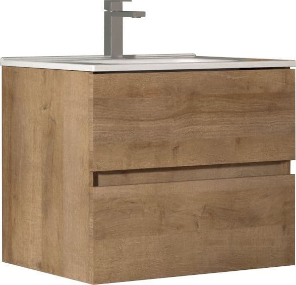 Mobile bagno sospeso Specchio e Lampada Rovere 60 80 100 Krea - 7
