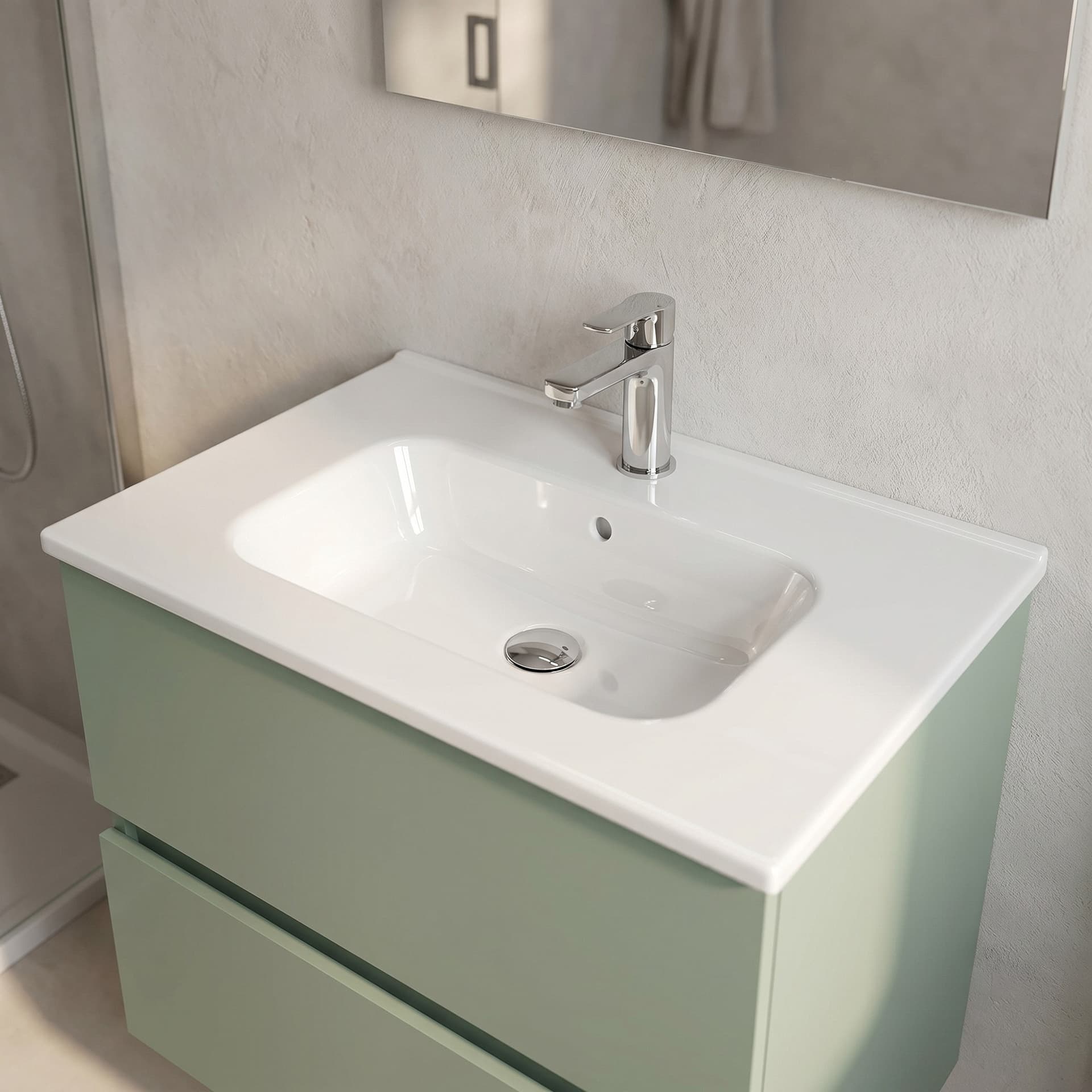 Mobile bagno sospeso Specchio e Lampada - Salvia 60 80 100 Krea - 2