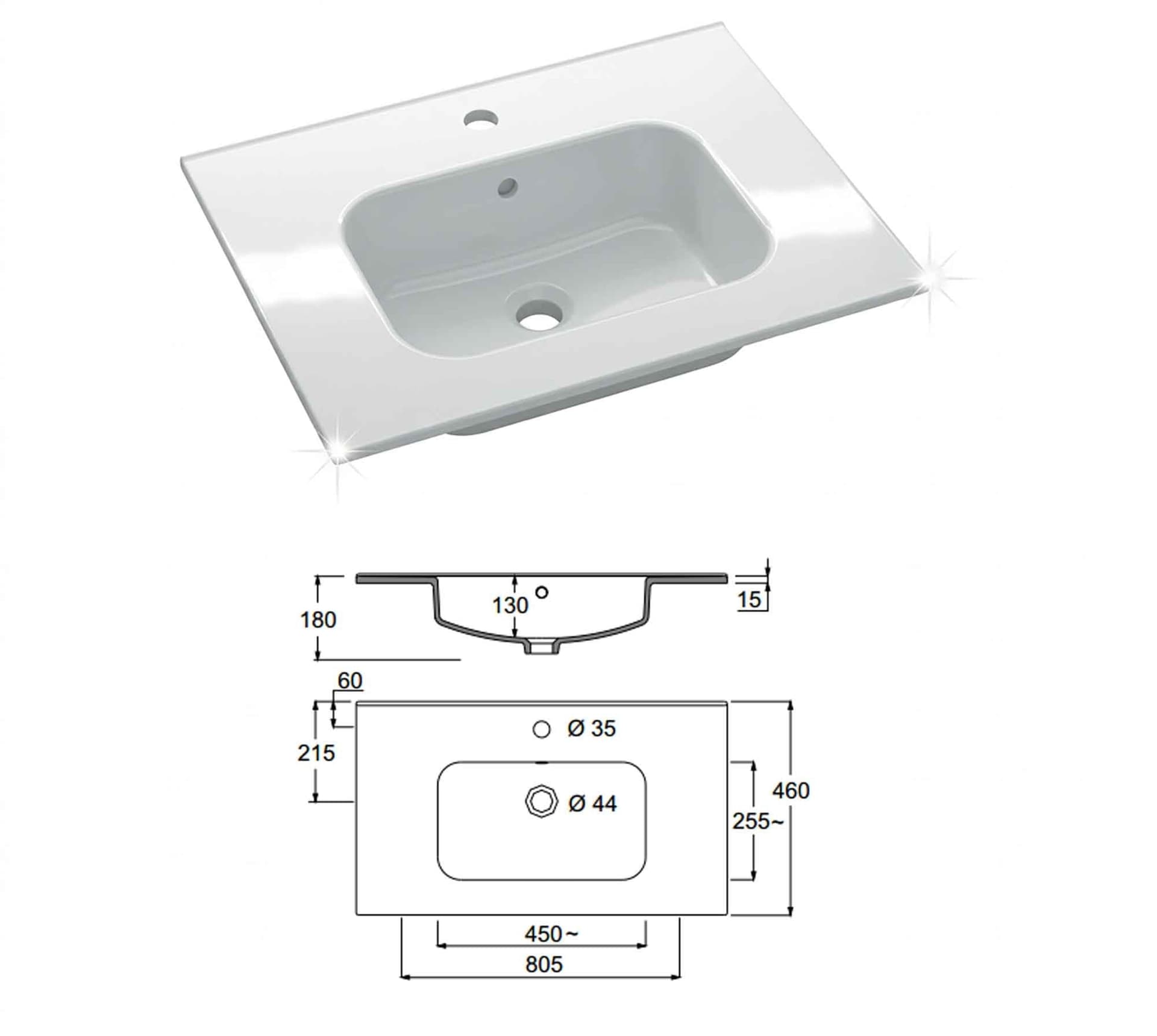 Mobile bagno sospeso Specchio e Lampada - Salvia 60 80 100 Krea - 11