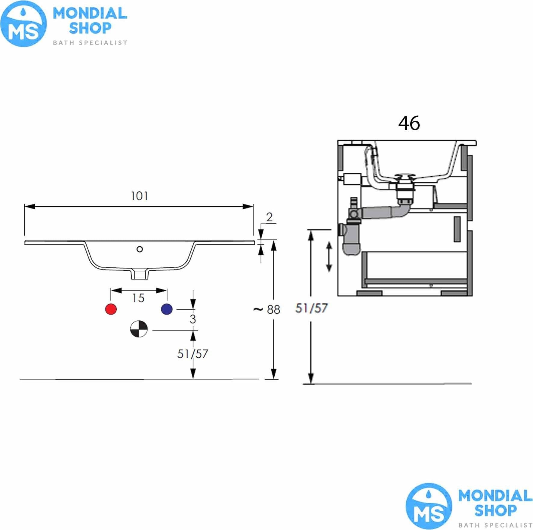 Mobile bagno sospeso Specchio e Lampada - Salvia 60 80 100 Krea - 14