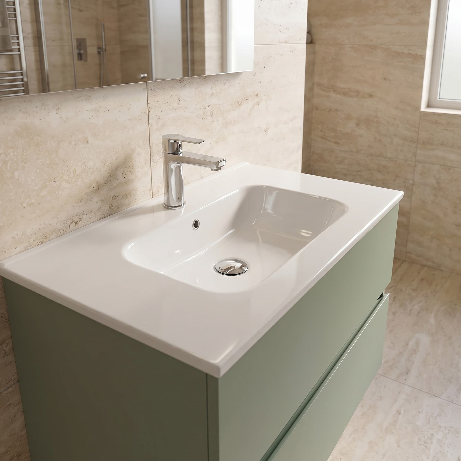 Mobile bagno sospeso Specchio e Lampada - Salvia 60 80 100 Krea - 6