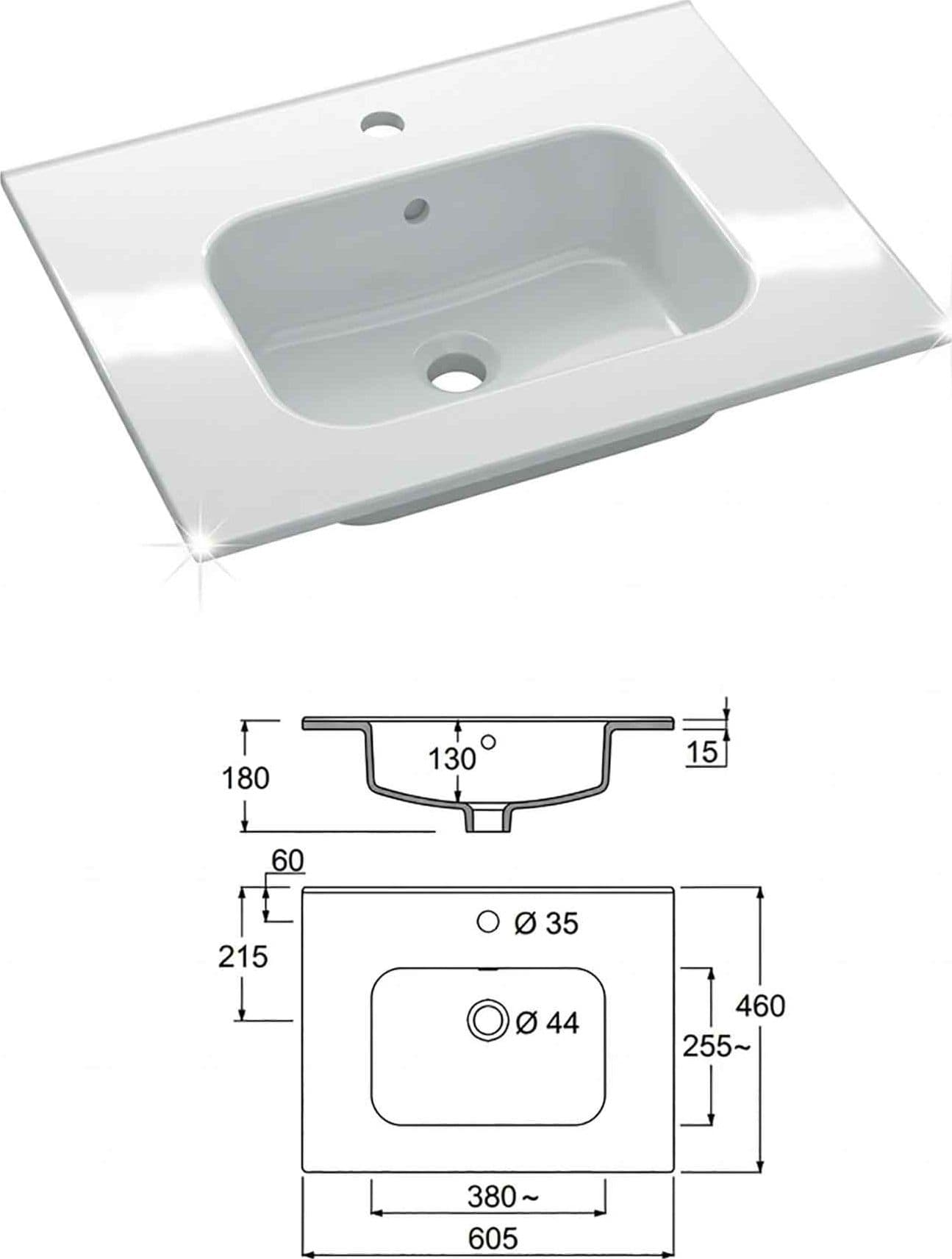 Mobile bagno sospeso Specchio e Lampada - Salvia 60 80 100 Krea - 7