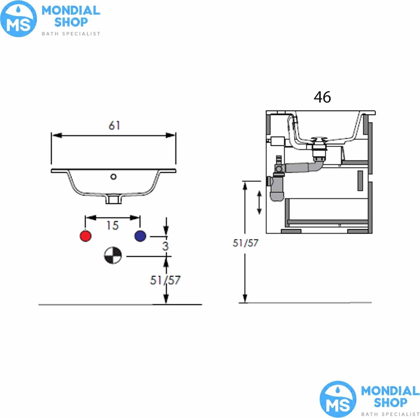 Mobile bagno sospeso Specchio e Lampada - Salvia 60 80 100 Krea - 8