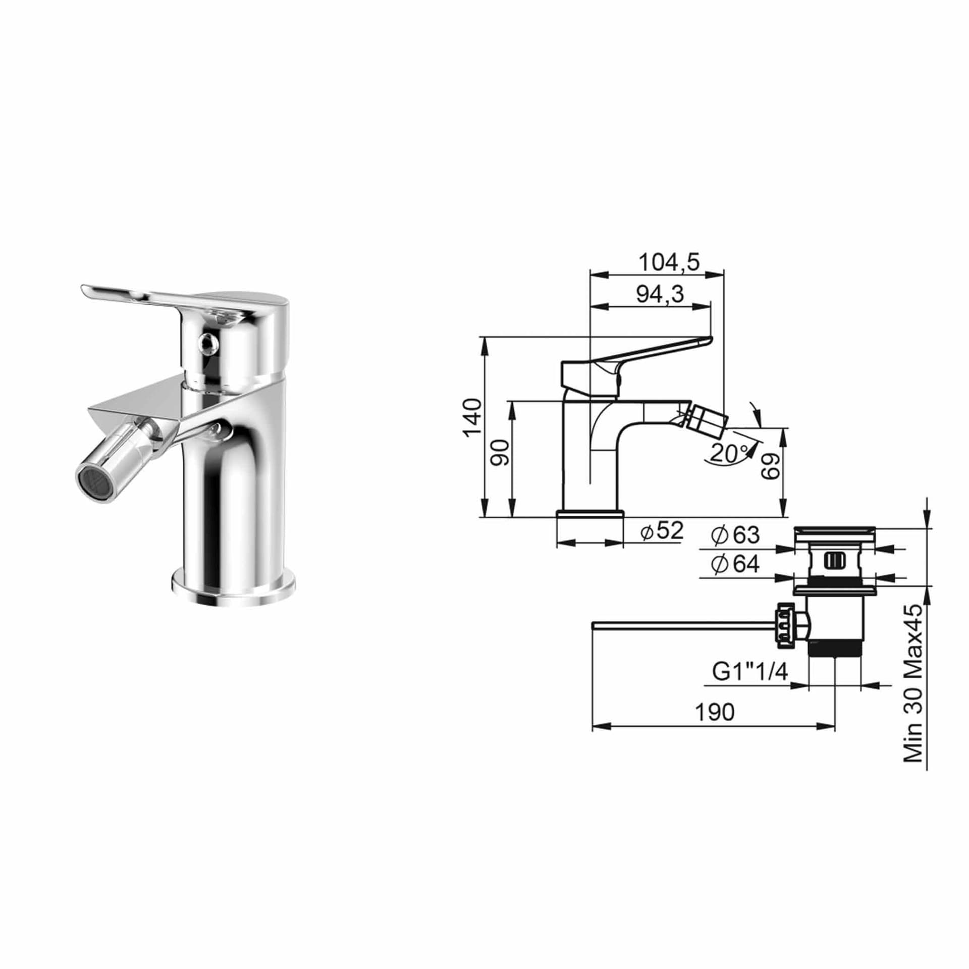 Miscelatori lavabo e bidet cromato con piletta MIO - 3