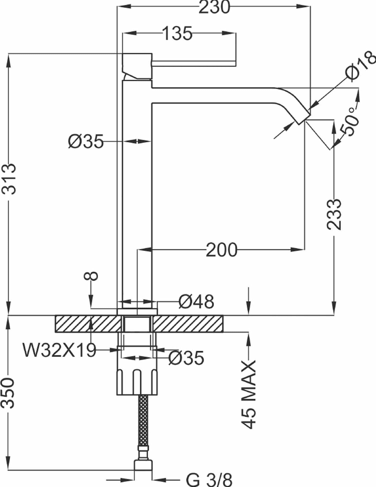 Miscelatore lavabo alto con scarico clic-clac CITY - 3
